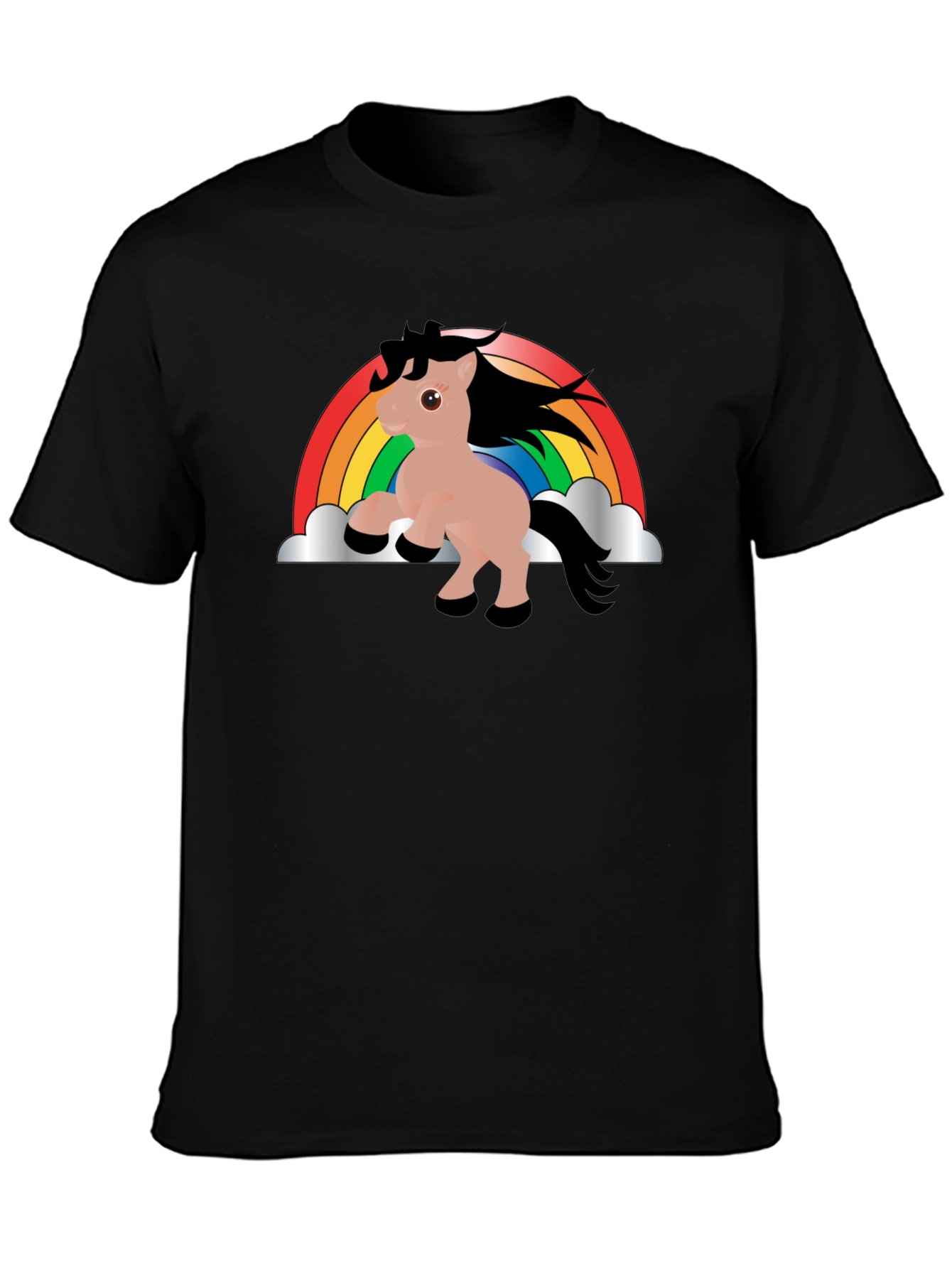 Black Rainbow Unicorn T-Shirt - Black Cotton Tee view 3