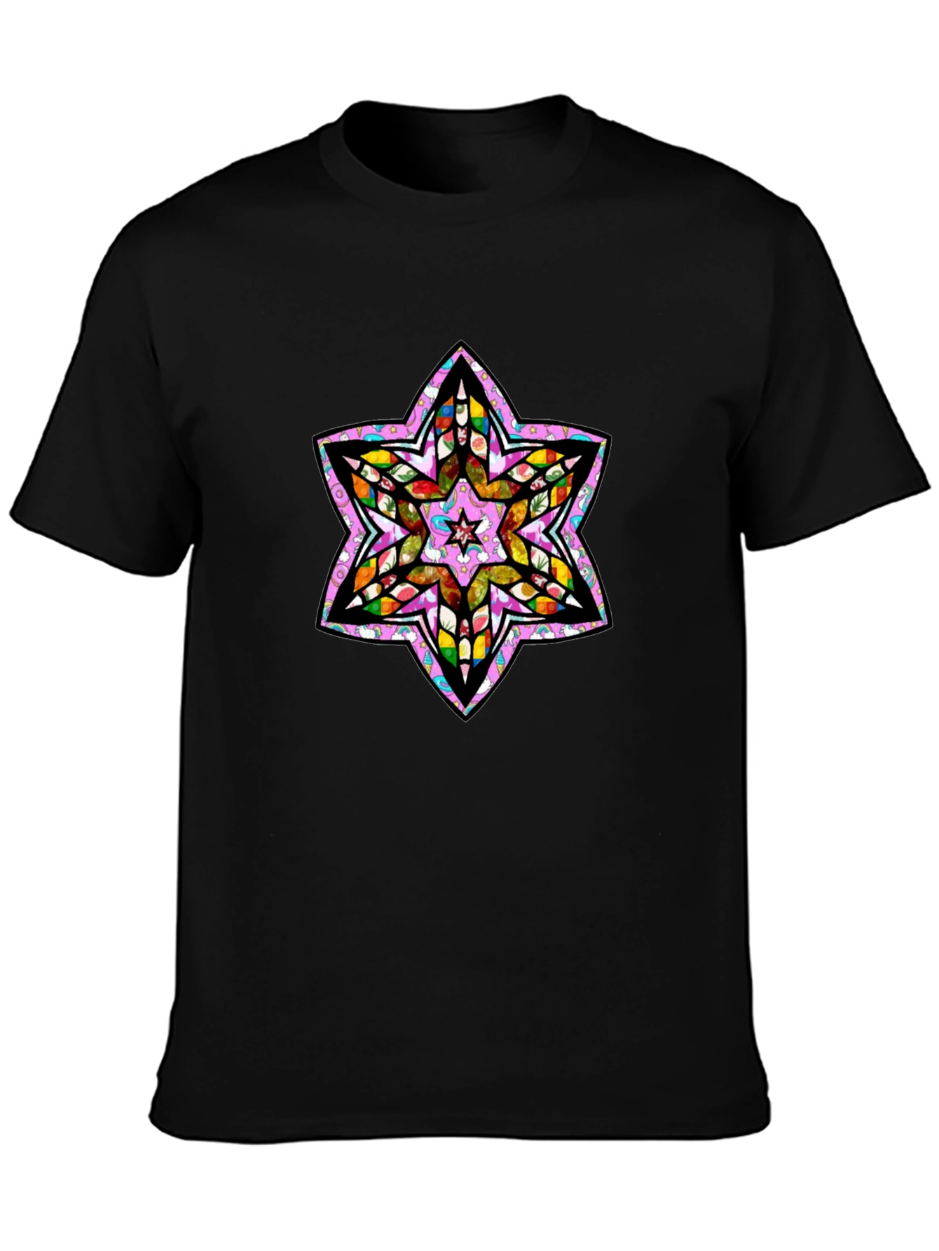 Black Six Point Star Graphic Tee - Men's Black T-Shirt view 3