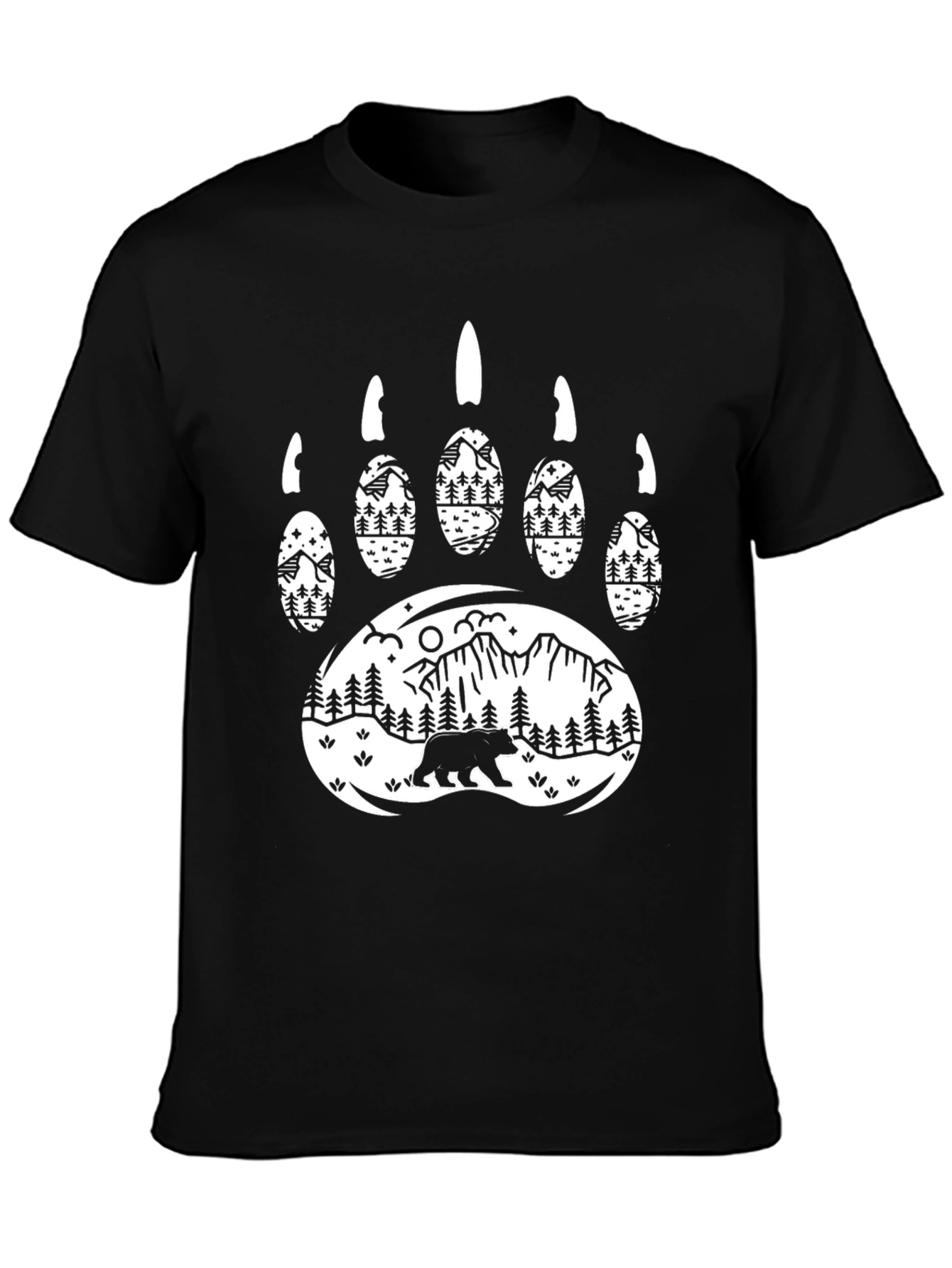 Black Bear Paw Mountain Scene Graphic Tee view 3