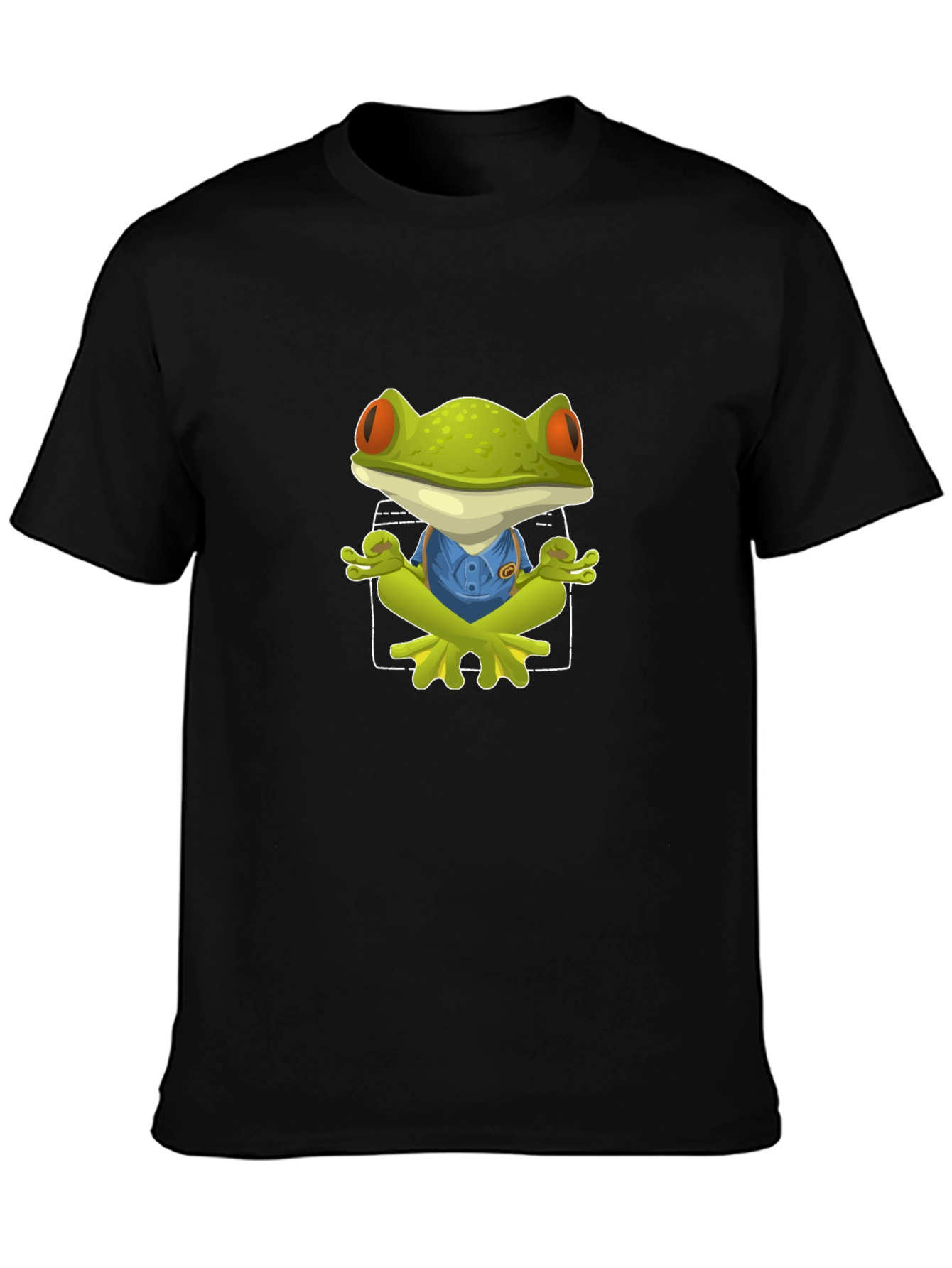 Black Zen Frog T-Shirt - Black Cotton Tee view 3