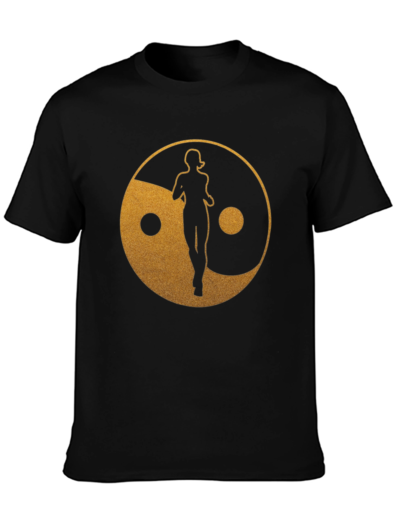 Black Yin Yang Runner Graphic Tee - Black view 3