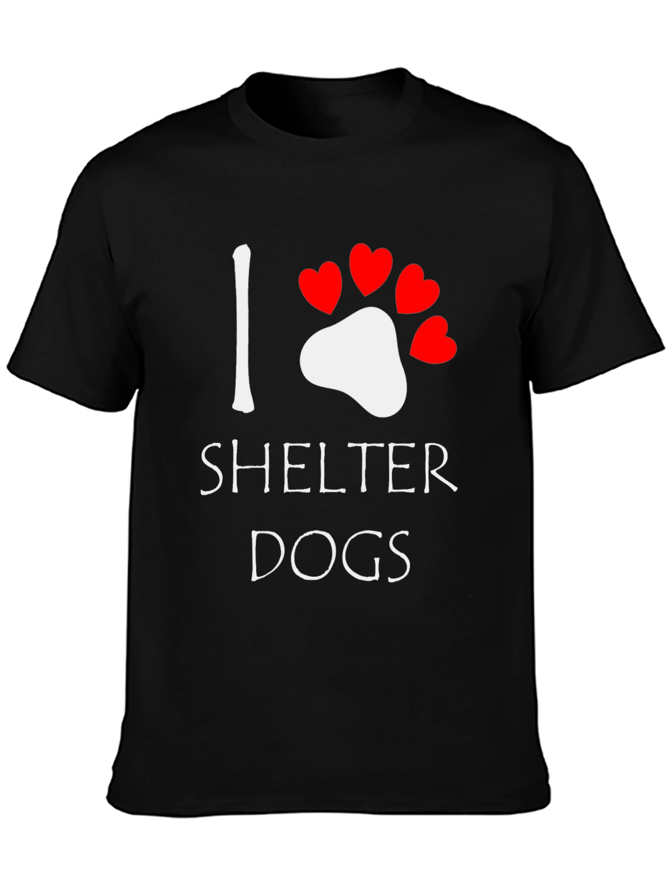 Black I Heart Shelter Dogs Tee view 3