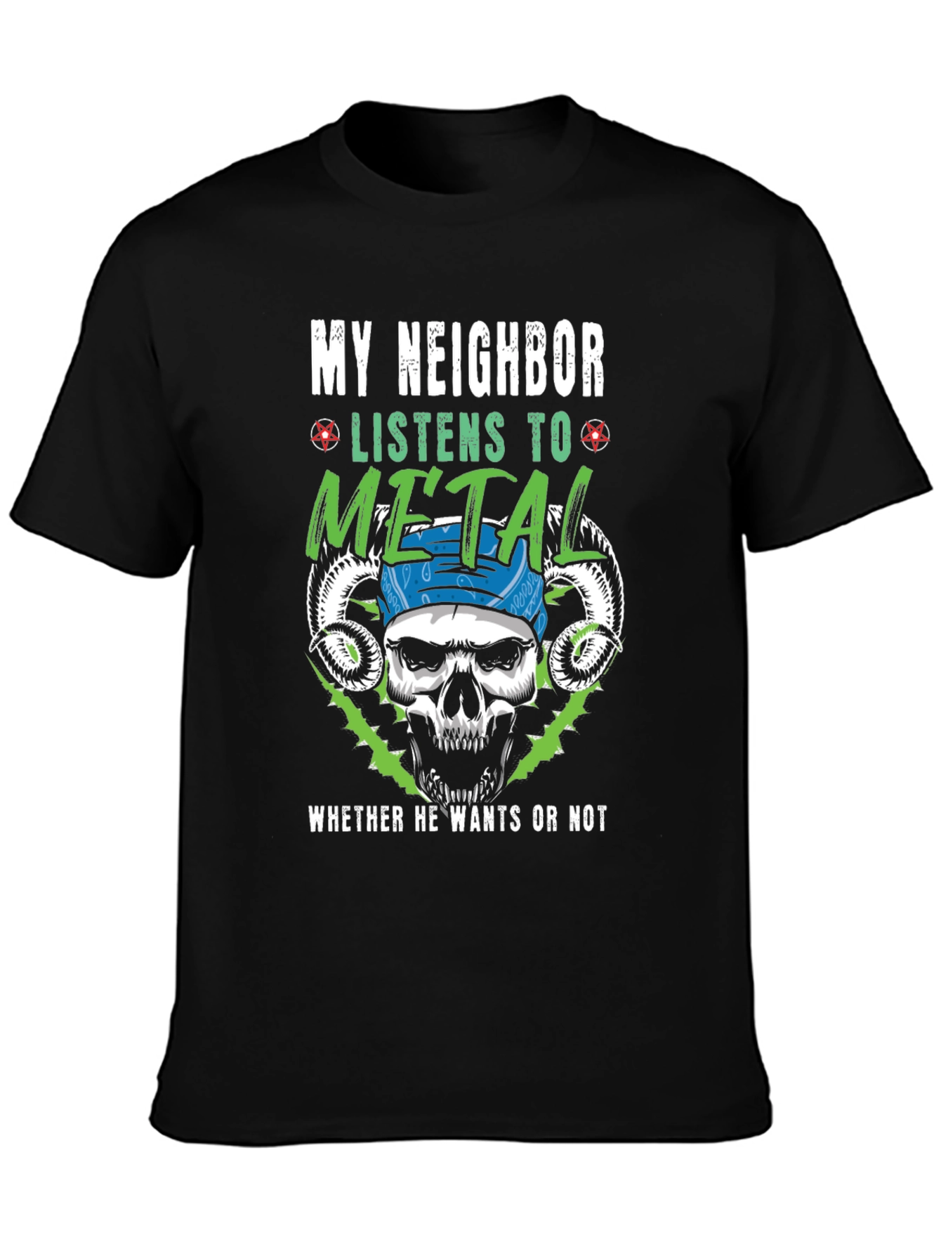 Black Metal Music Lover T-Shirt - Funny Skull Design view 3
