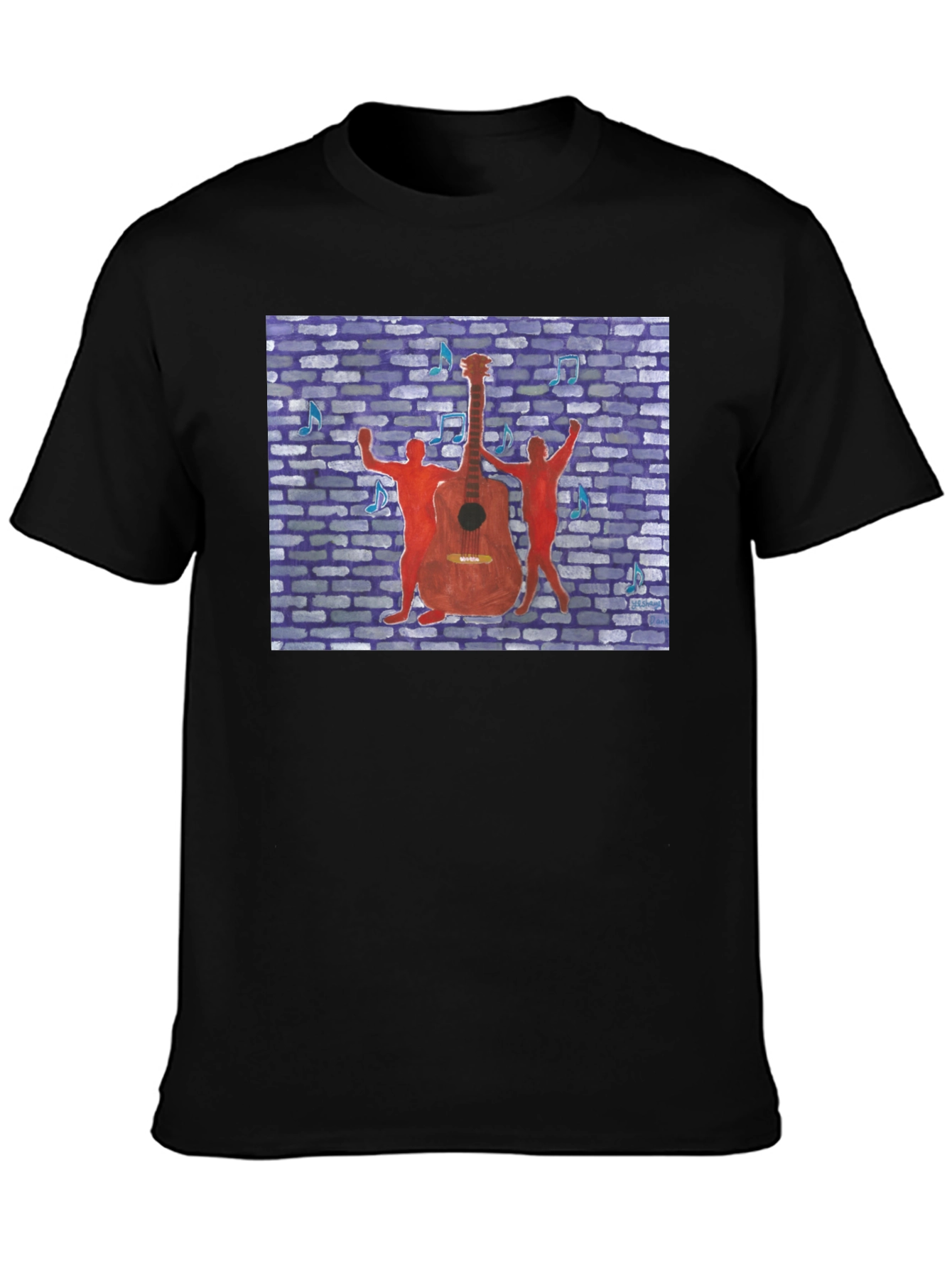 Black Guitar Art Graphic T-Shirt, Music Lover Tee view 3