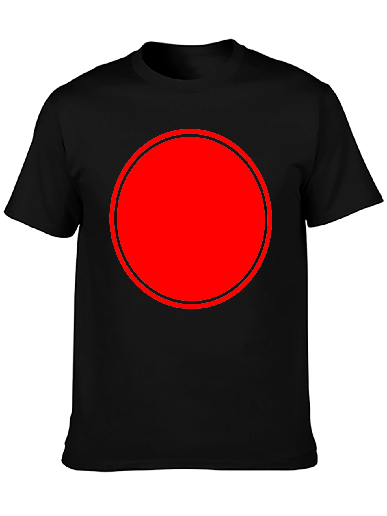 Black Modern Red Circle Graphic Black T-Shirt view 3