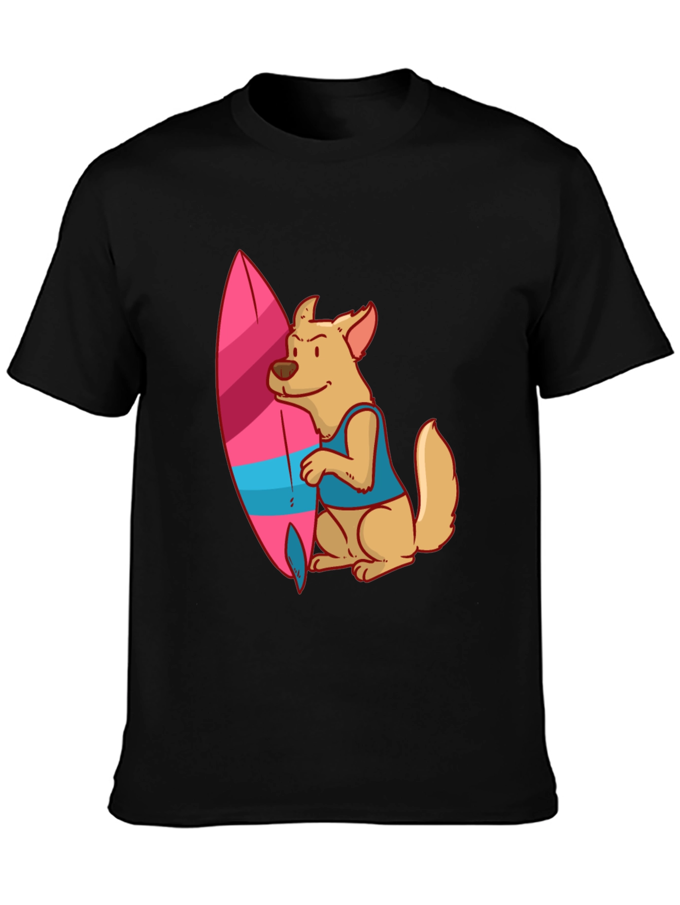 Black Dog Surfer Graphic Tee - Casual Black T-Shirt view 3