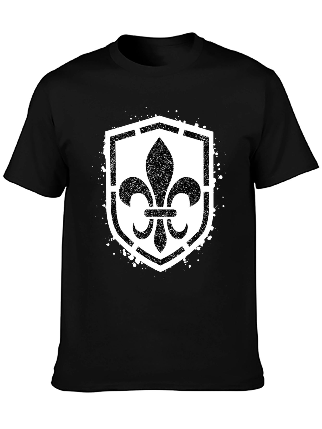 Black Fleur-de-Lis Shield Graphic T-Shirt - Black view 3