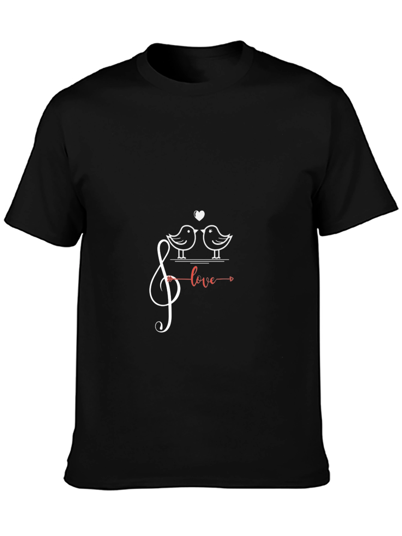 Black Love Birds Music Tee - Stylish Graphic T-Shirt view 3