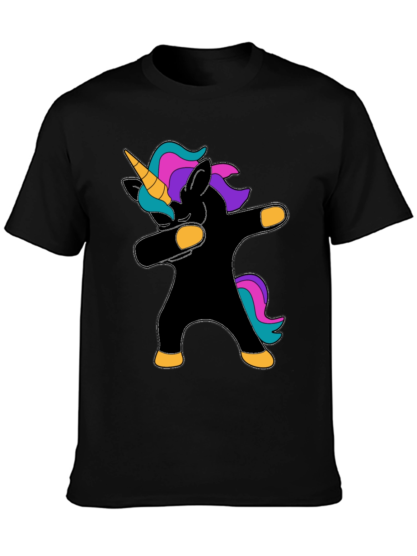 Dabbing Unicorn Graphic Tee - Black Cotton T-Shirt - 3