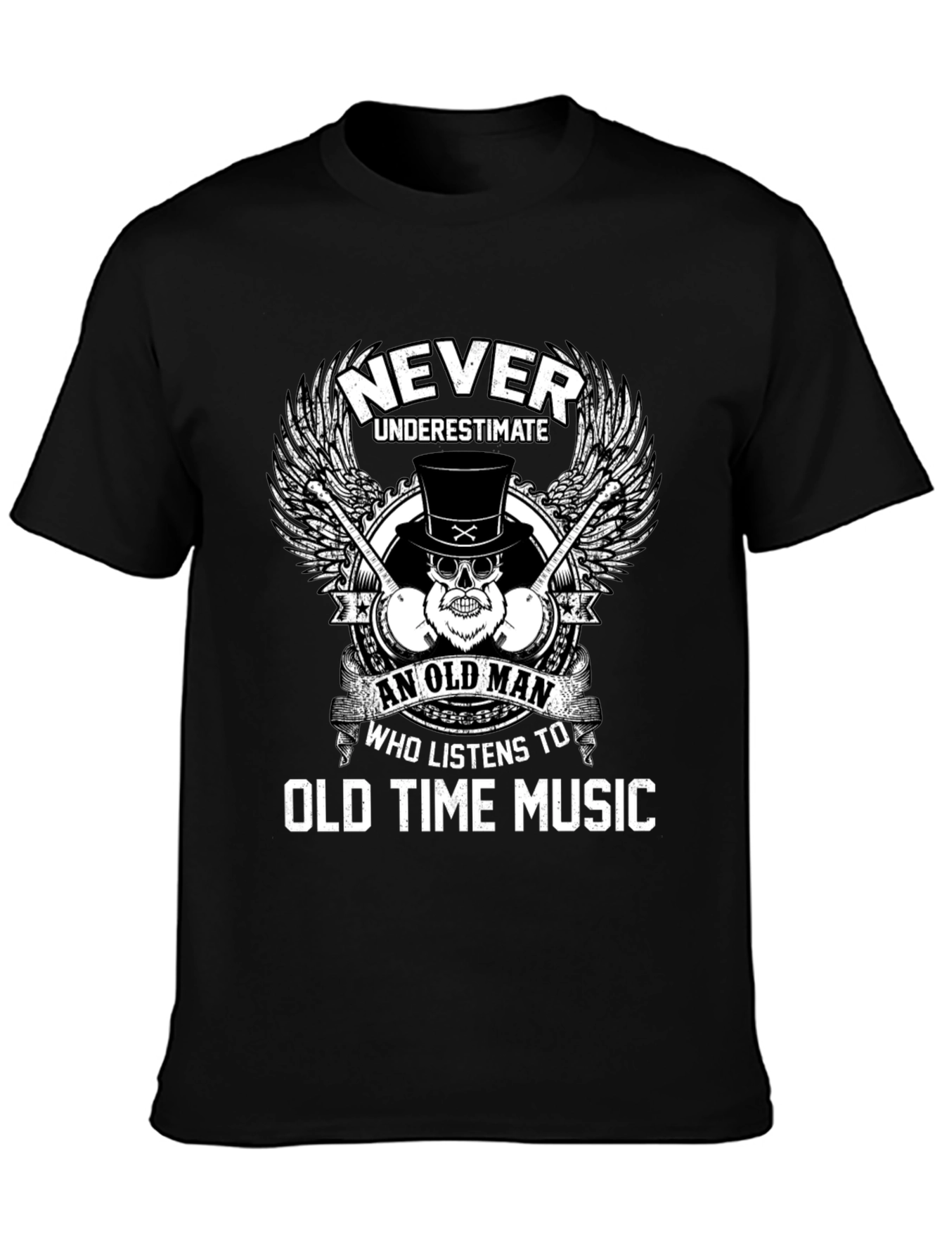 Black Never Underestimate Old Time Music Lover Tee view 3