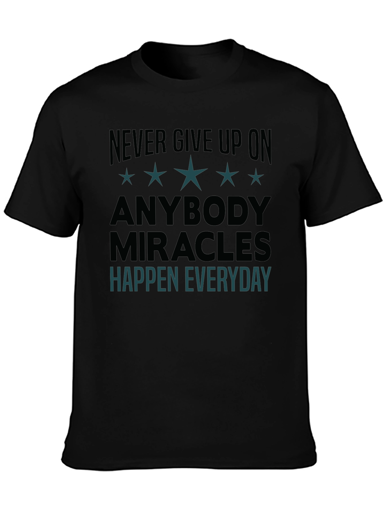 Black Inspirational Graphic Tee: Never Give Up view 3
