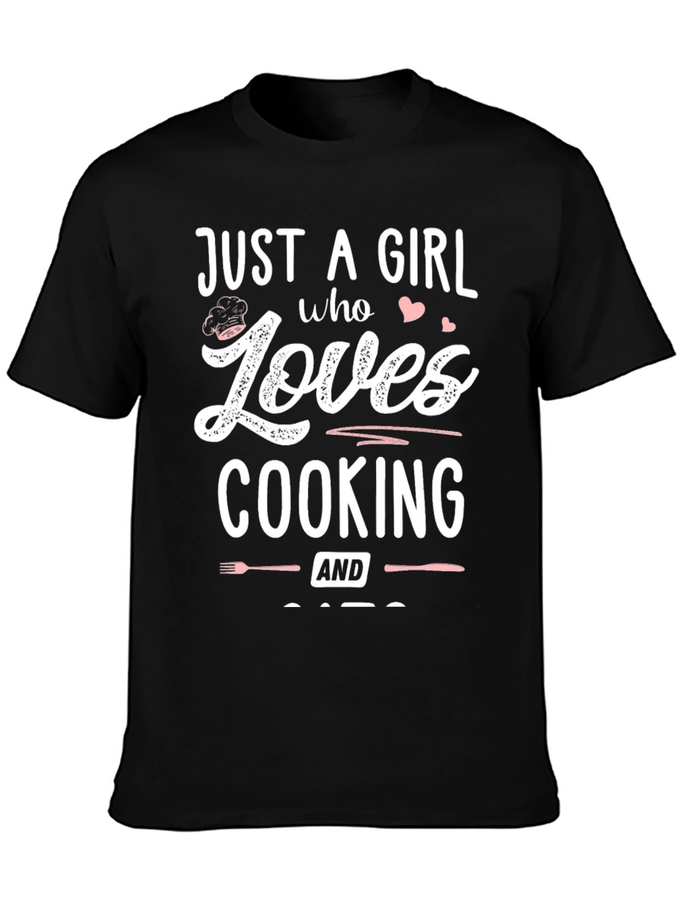 Black Just A Girl Who Loves Cooking Black T-Shirt view 3