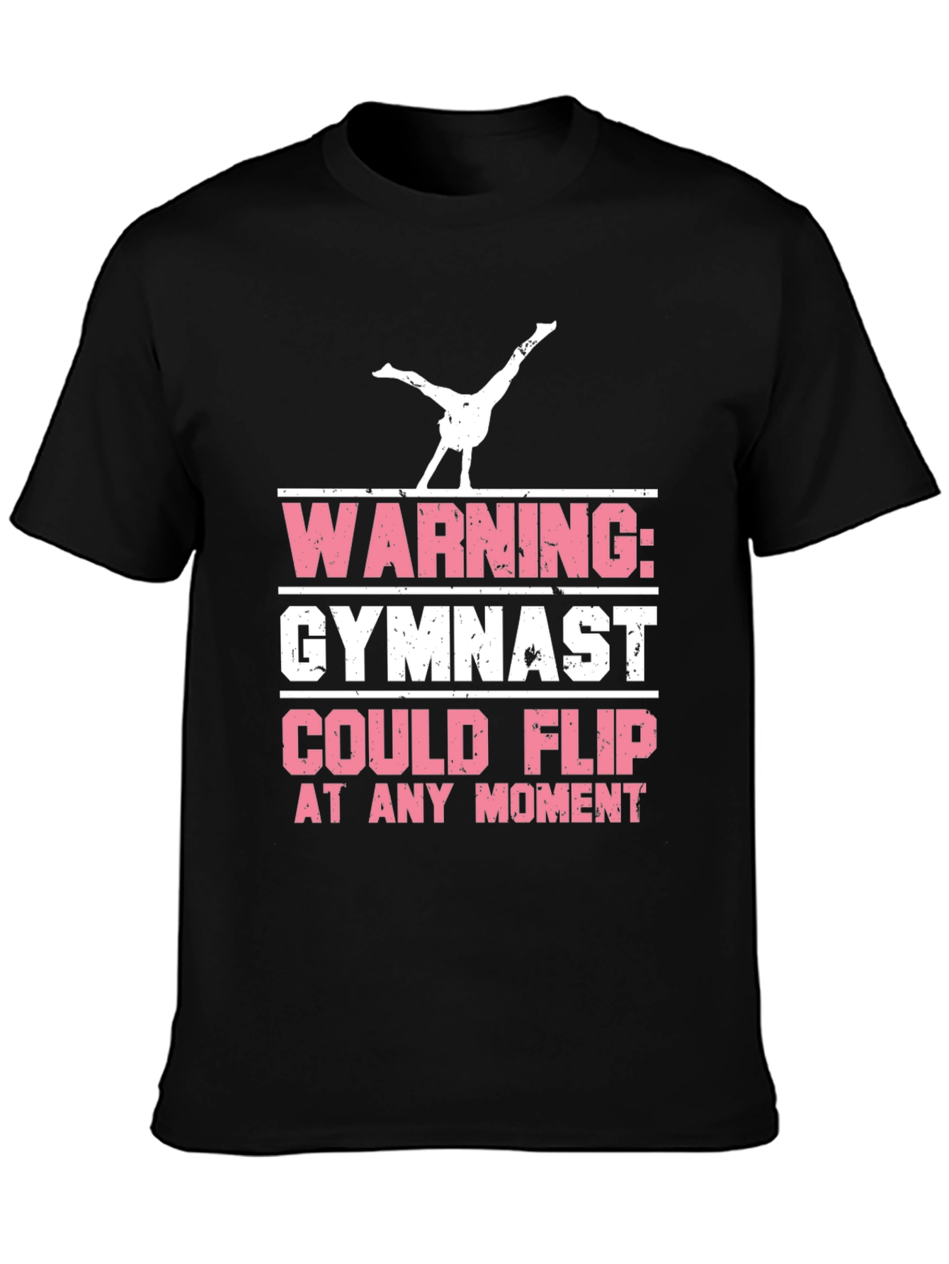 Black Warning Gymnast Flip T-Shirt view 3