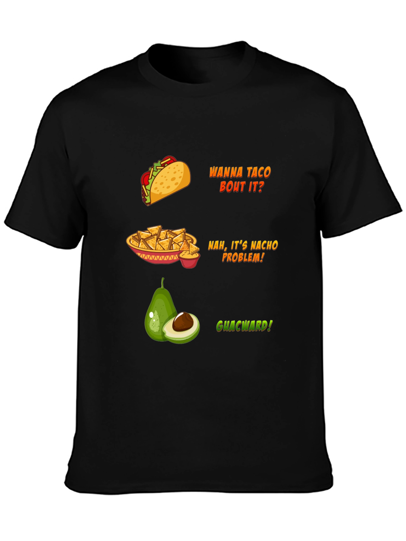 Black Funny Food Puns Black T-Shirt view 3