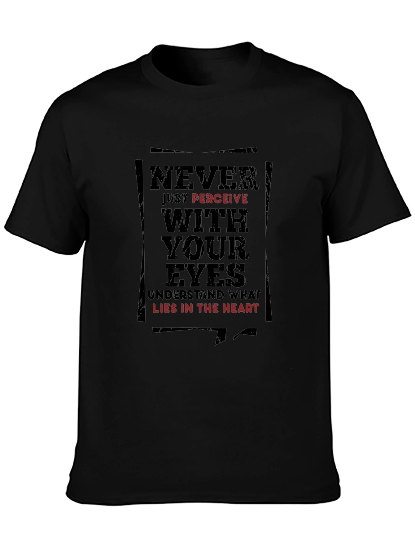 Black Never Perceive Tee - Inspirational Graphic T-Shirt view 3