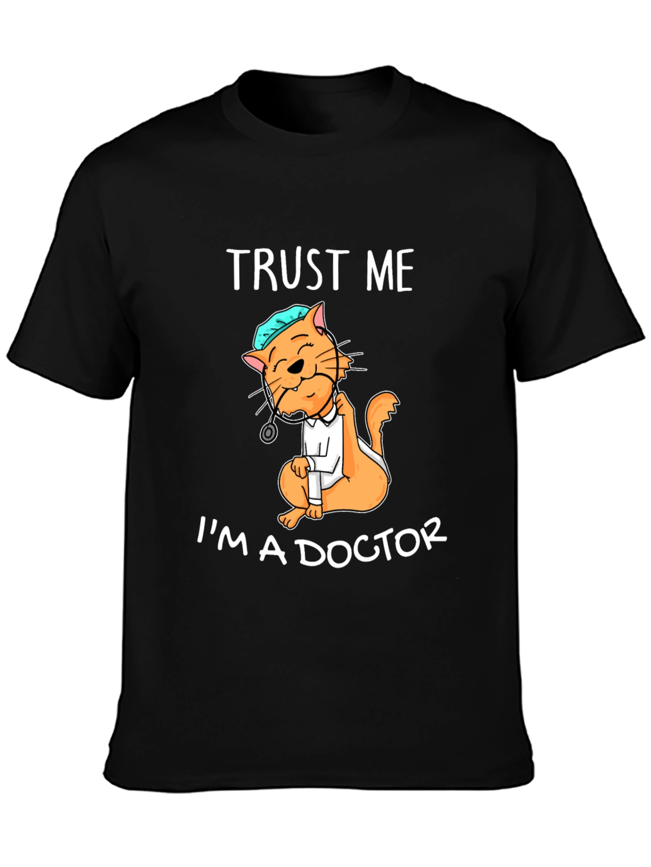 Black Trust Me I'm A Doctor Cat Graphic T-Shirt view 3