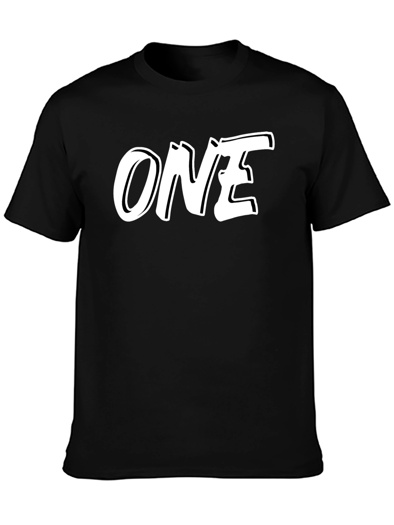 Black Bold ONE Graphic Tee - Black Cotton Blend view 3