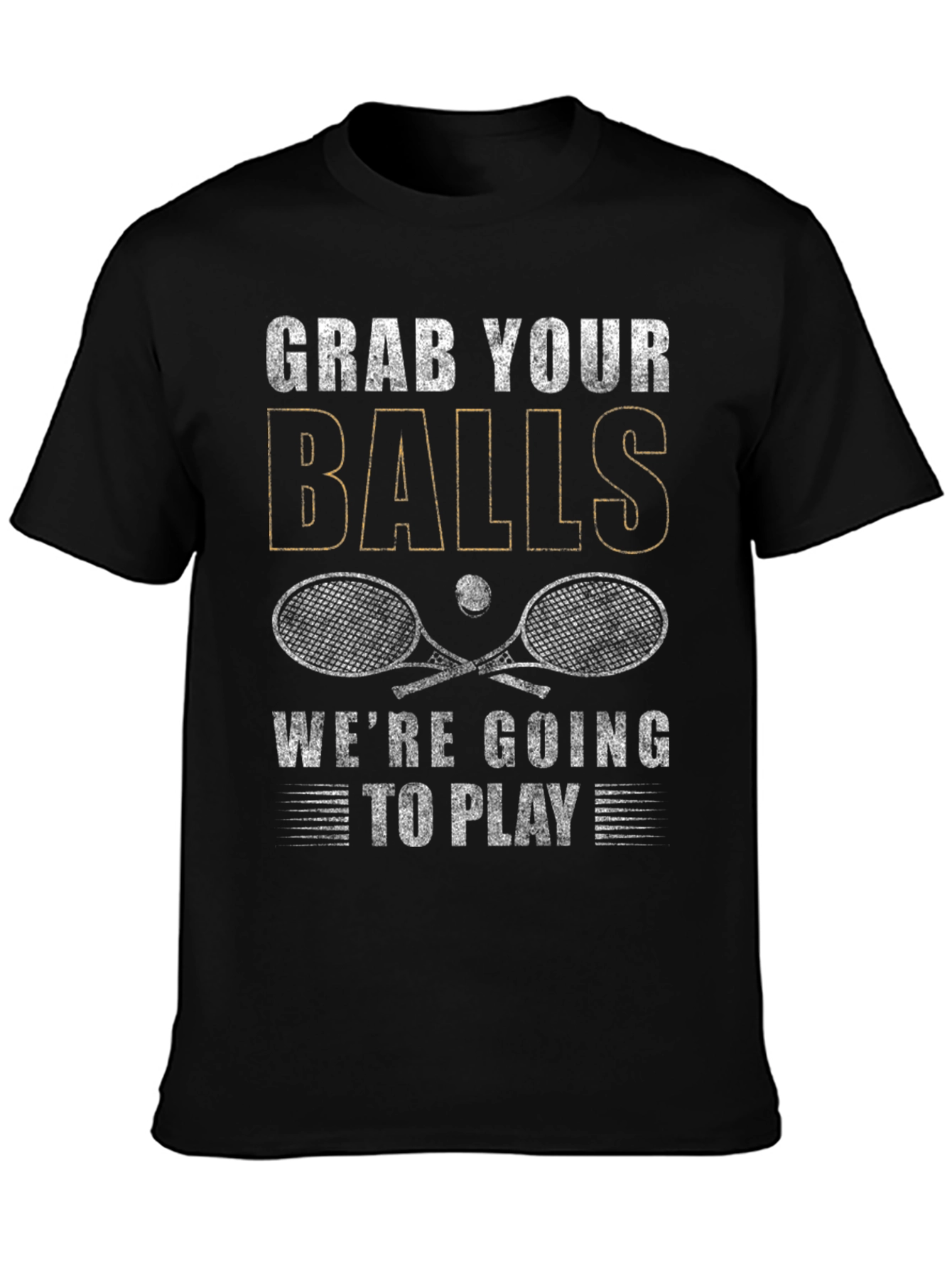 Black Grab Your Balls T-Shirt - Tennis Graphic Tee view 3