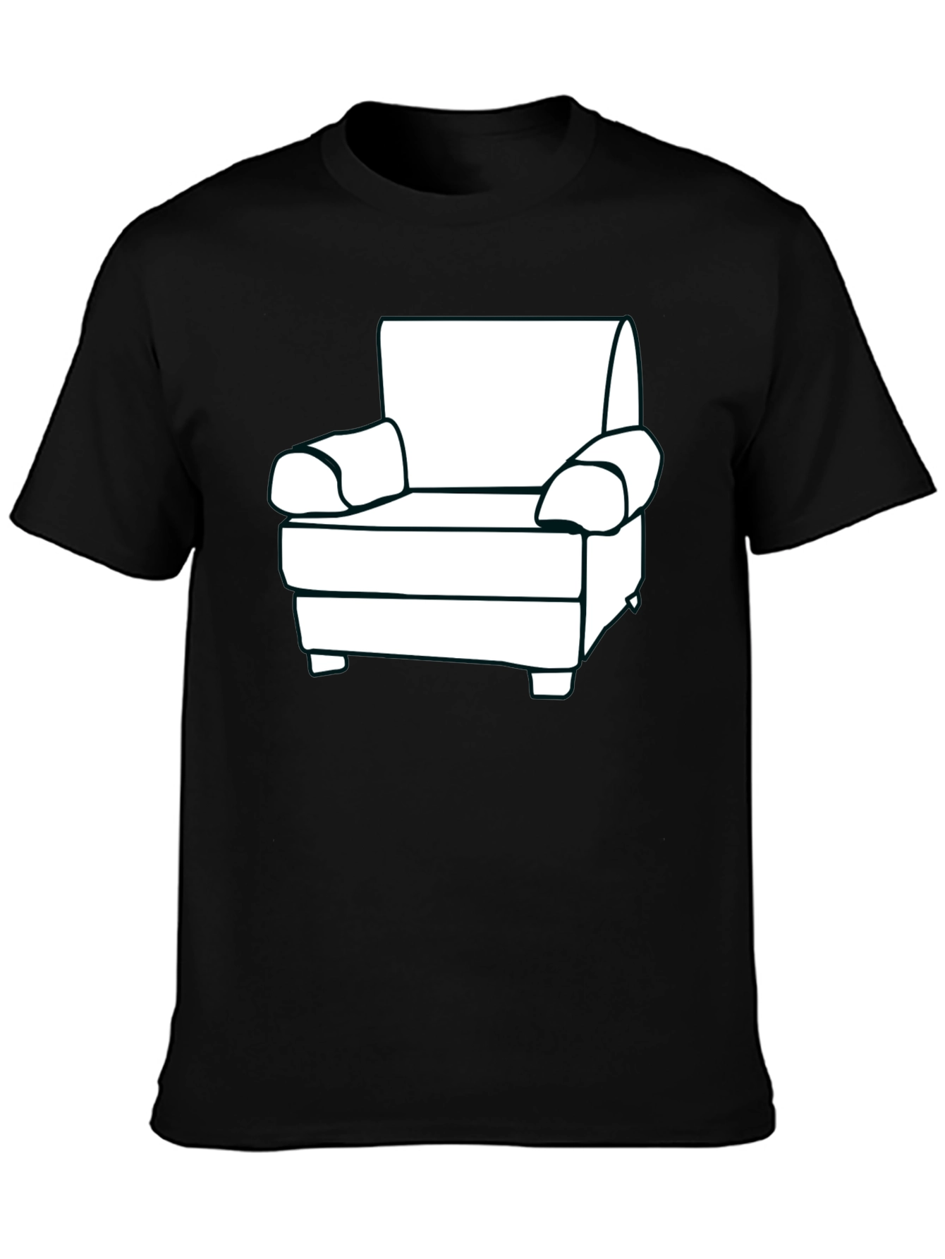 Black White Couch Graphic T-Shirt - Comfort & Style view 3