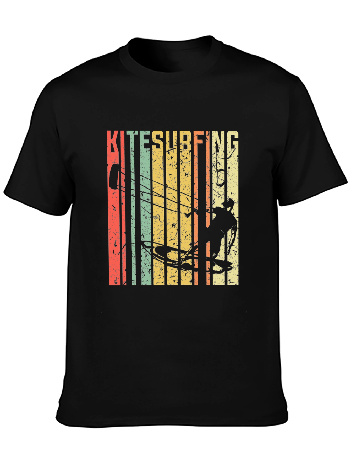 Black Kitesurfing Graphic Tee - Retro Style Surf Shirt view 3