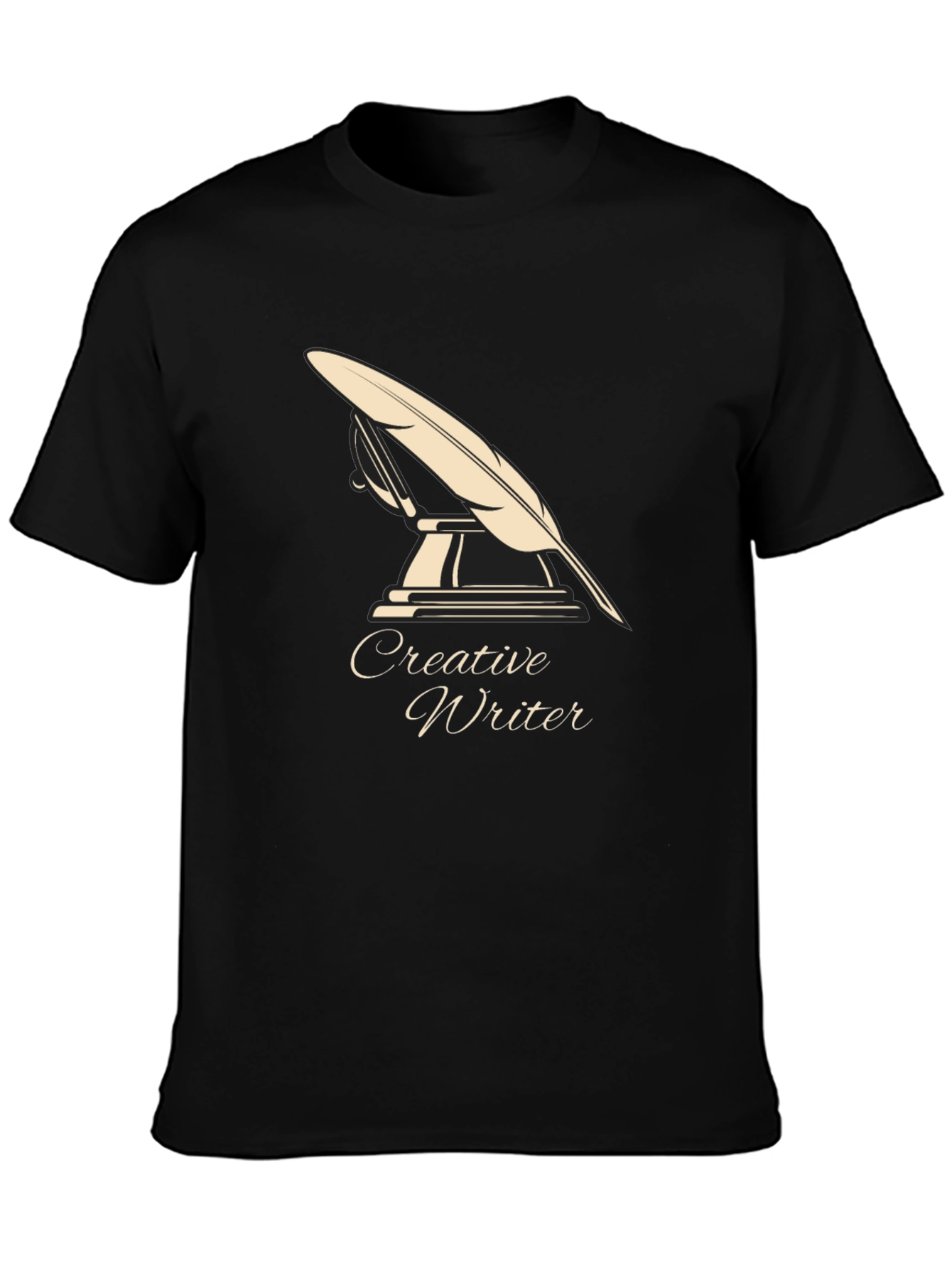 Black Creative Writer T-Shirt - Quill Design view 3