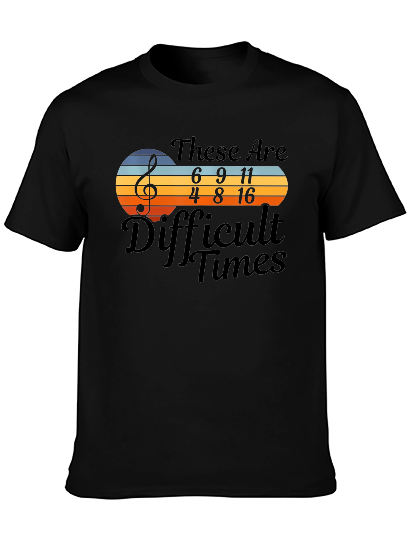Black Difficult Times Music Math T-Shirt view 3