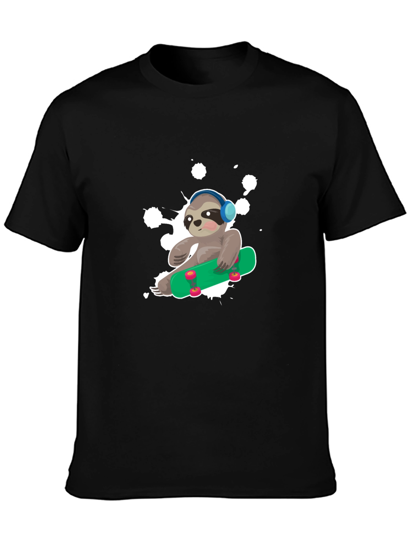 Black Sloth Skateboard Graphic T-Shirt - Trendy Casual Wear view 3