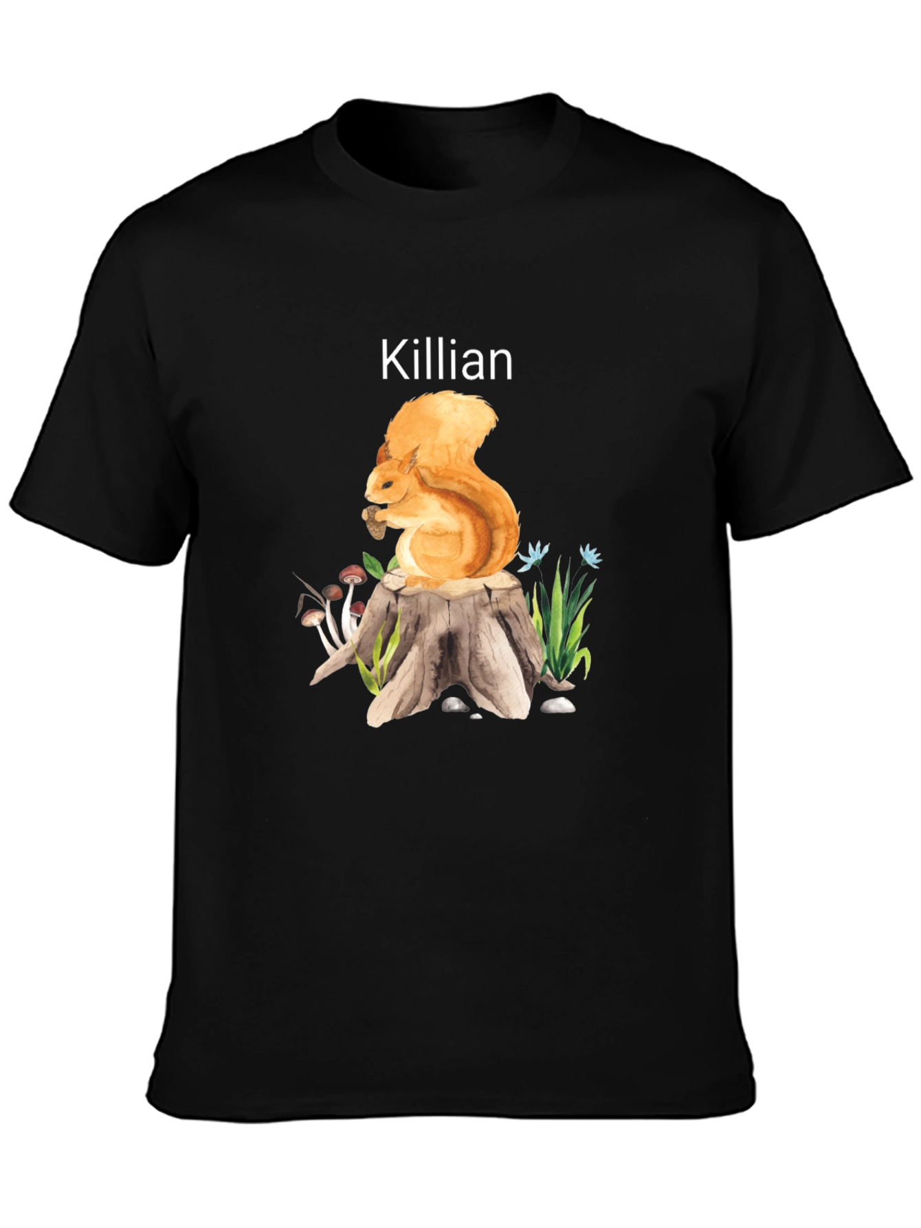 Black Killian Squirrel on Stump Tee view 3