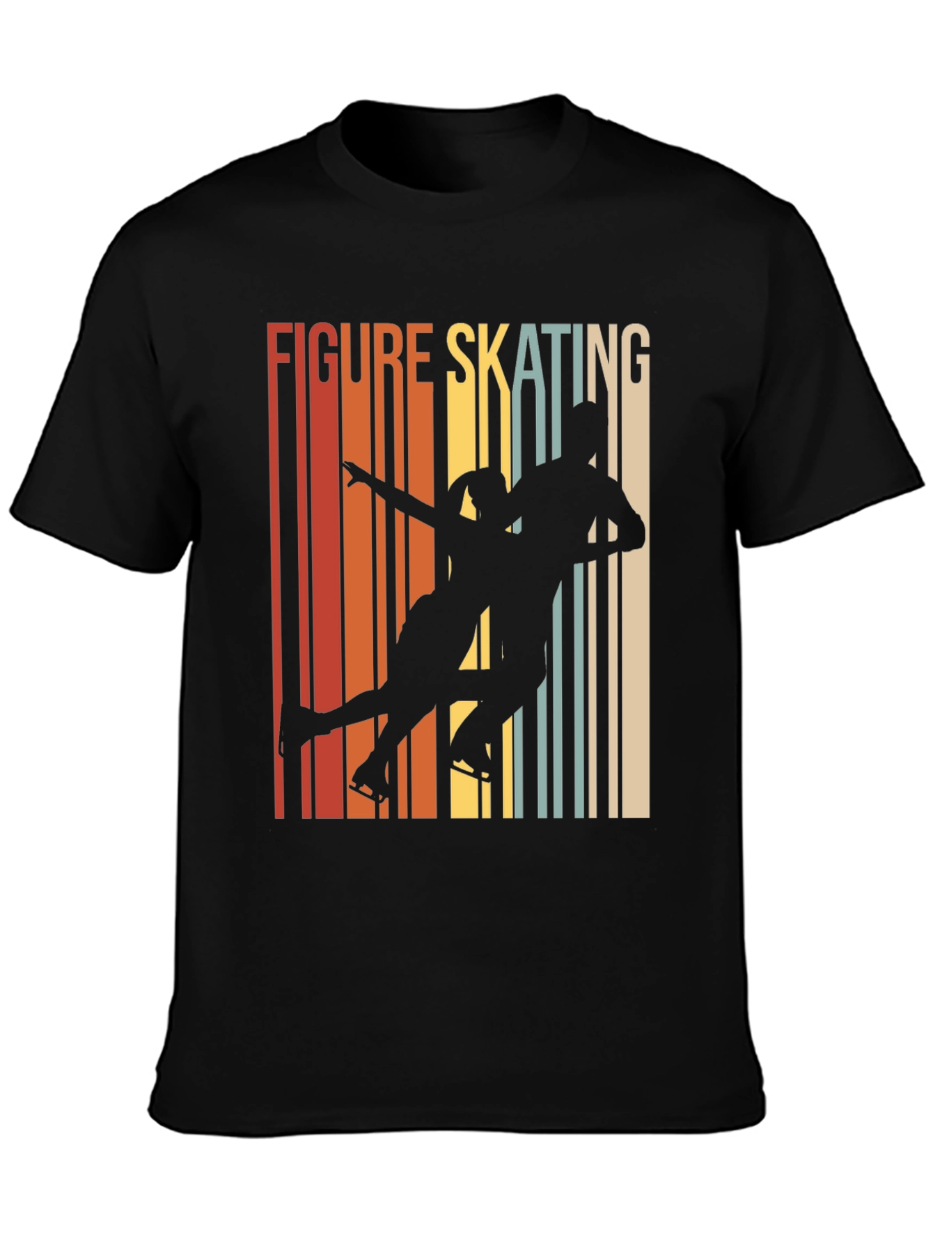 Black Figure Skating Retro T-Shirt view 3