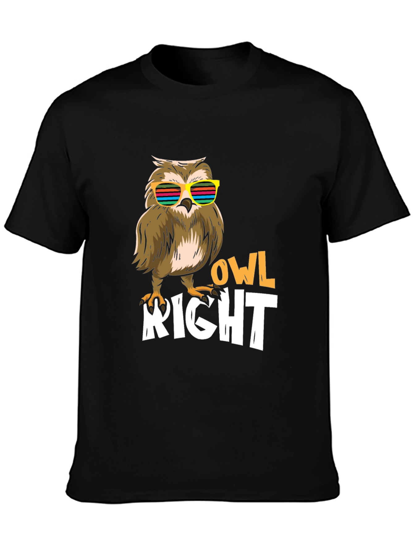Black Cool Owl Right T-Shirt view 3