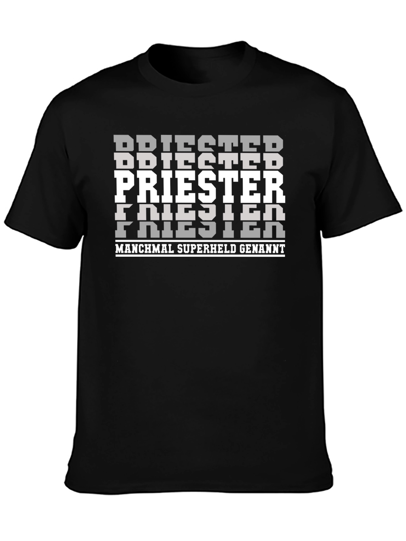 Black Priester Superheld T-Shirt view 3
