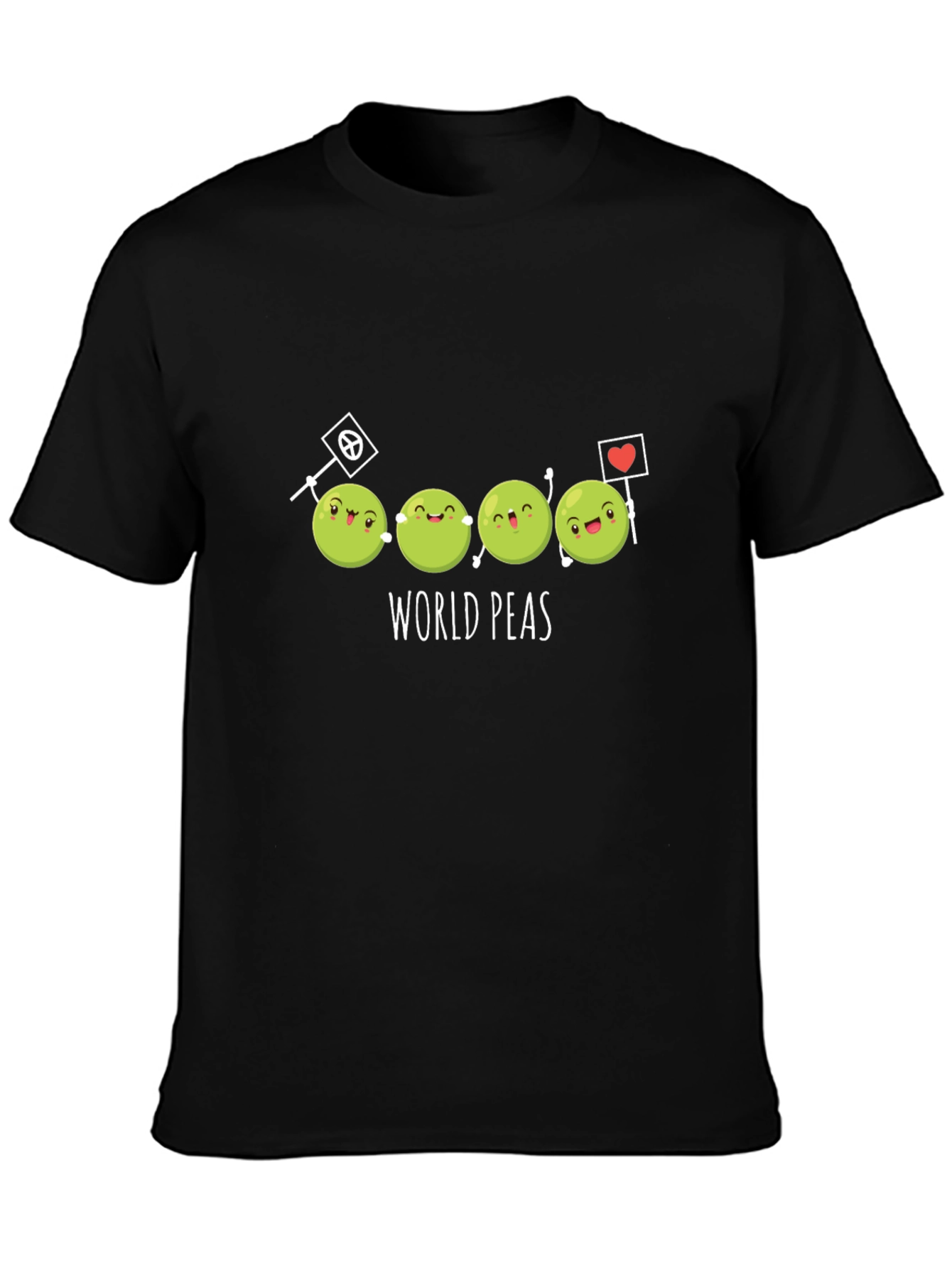 Black World Peas T-Shirt - Funny Cartoon Graphic Tee view 3
