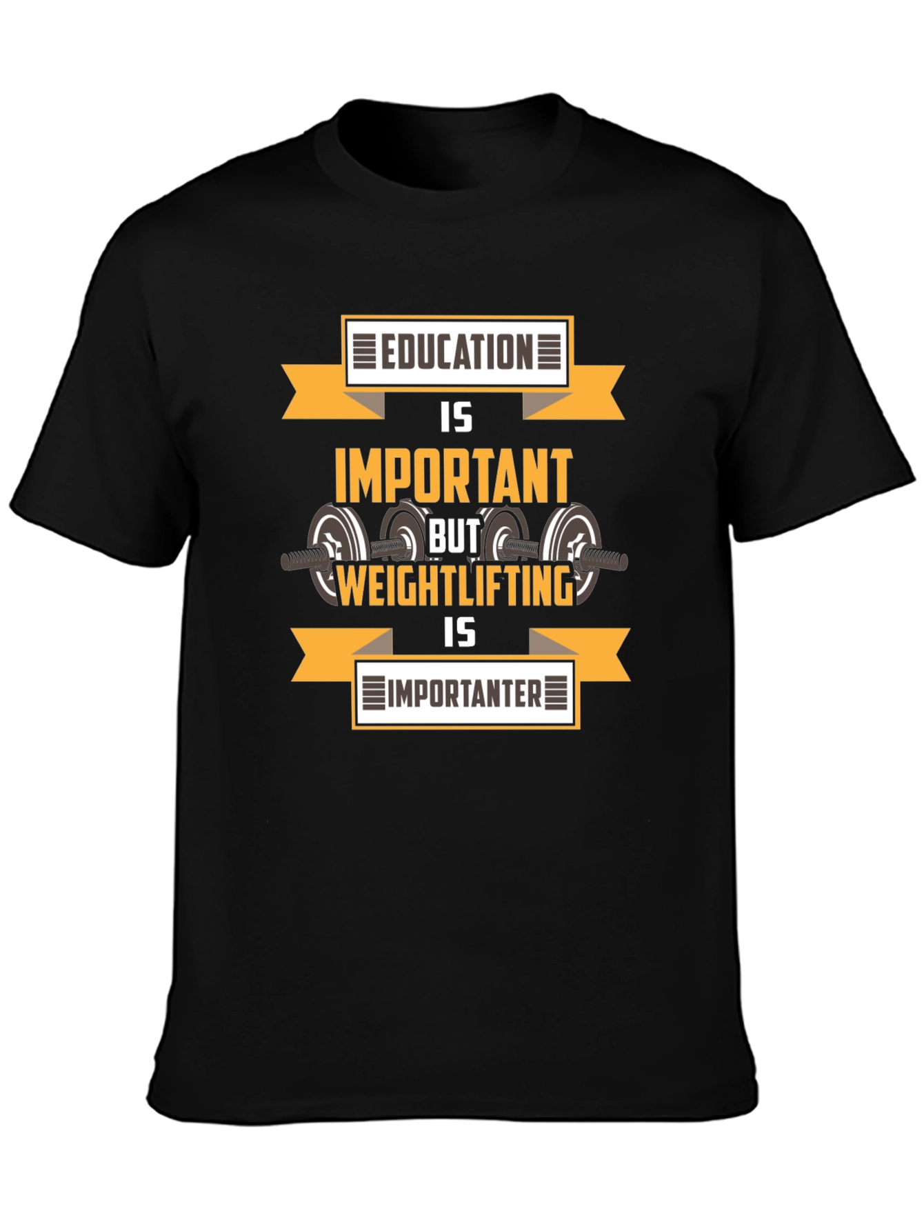 Black Education vs. Weightlifting Graphic T-Shirt view 3