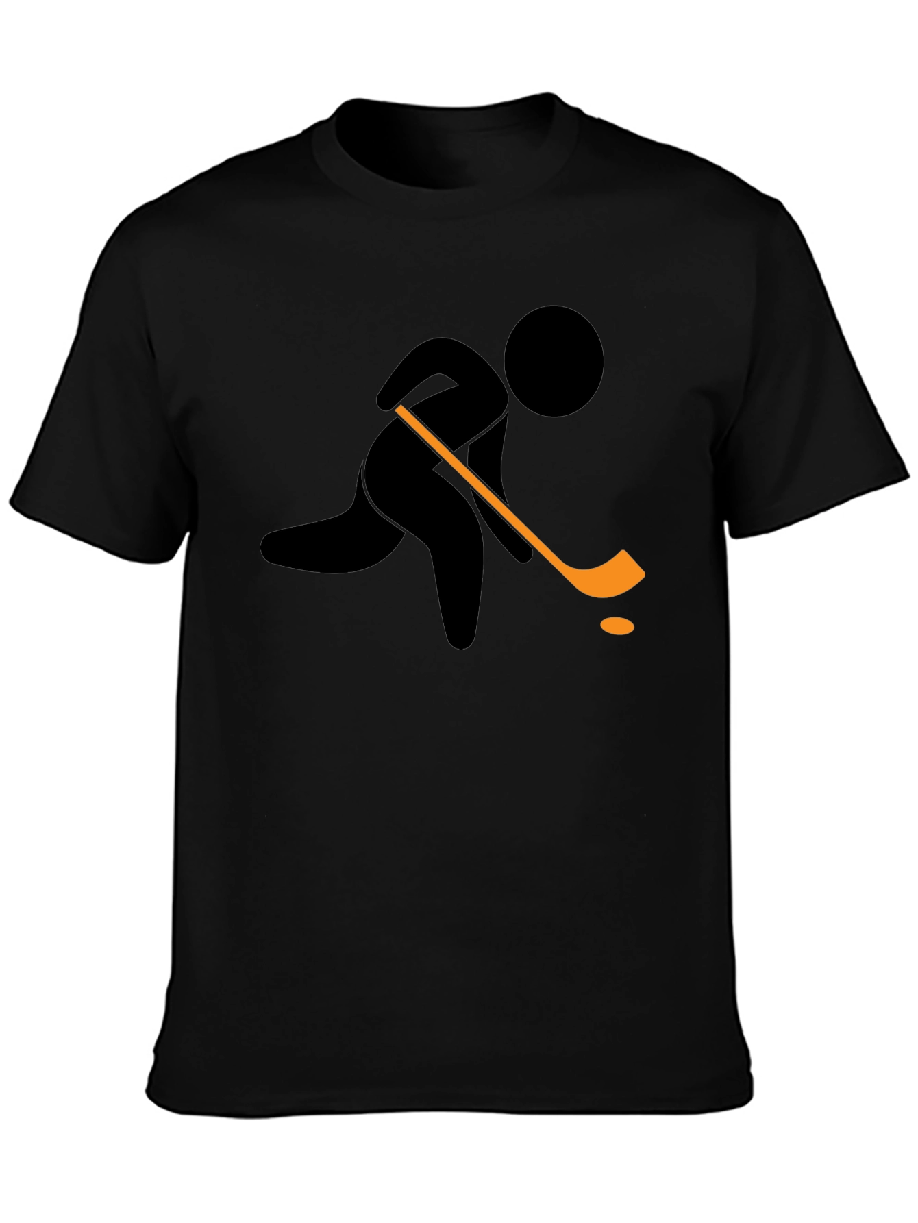 Black Hockey Player Graphic T-Shirt - Black Cotton Tee view 3