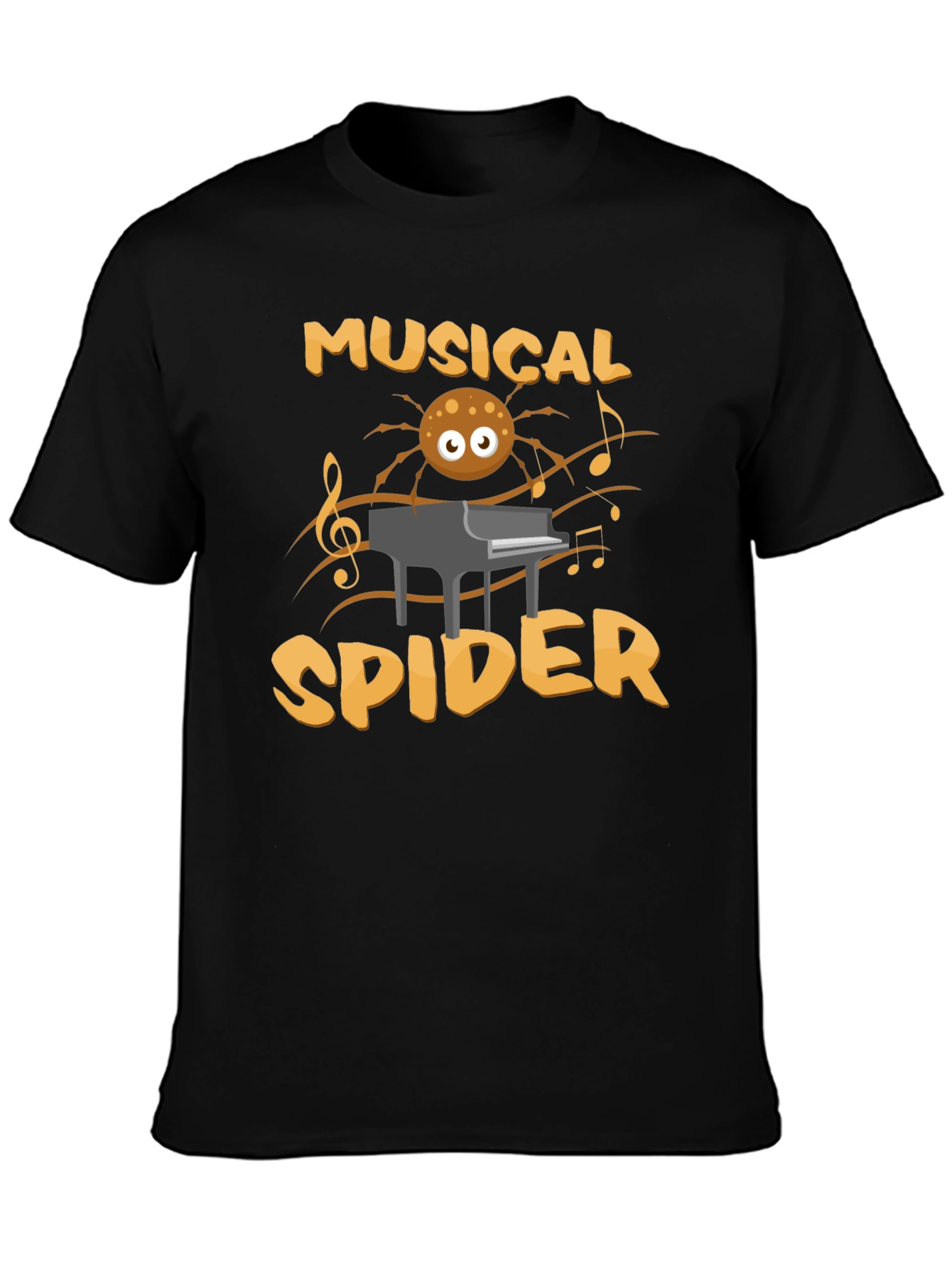Black Musical Spider T-Shirt - Funny Graphic Tee view 3