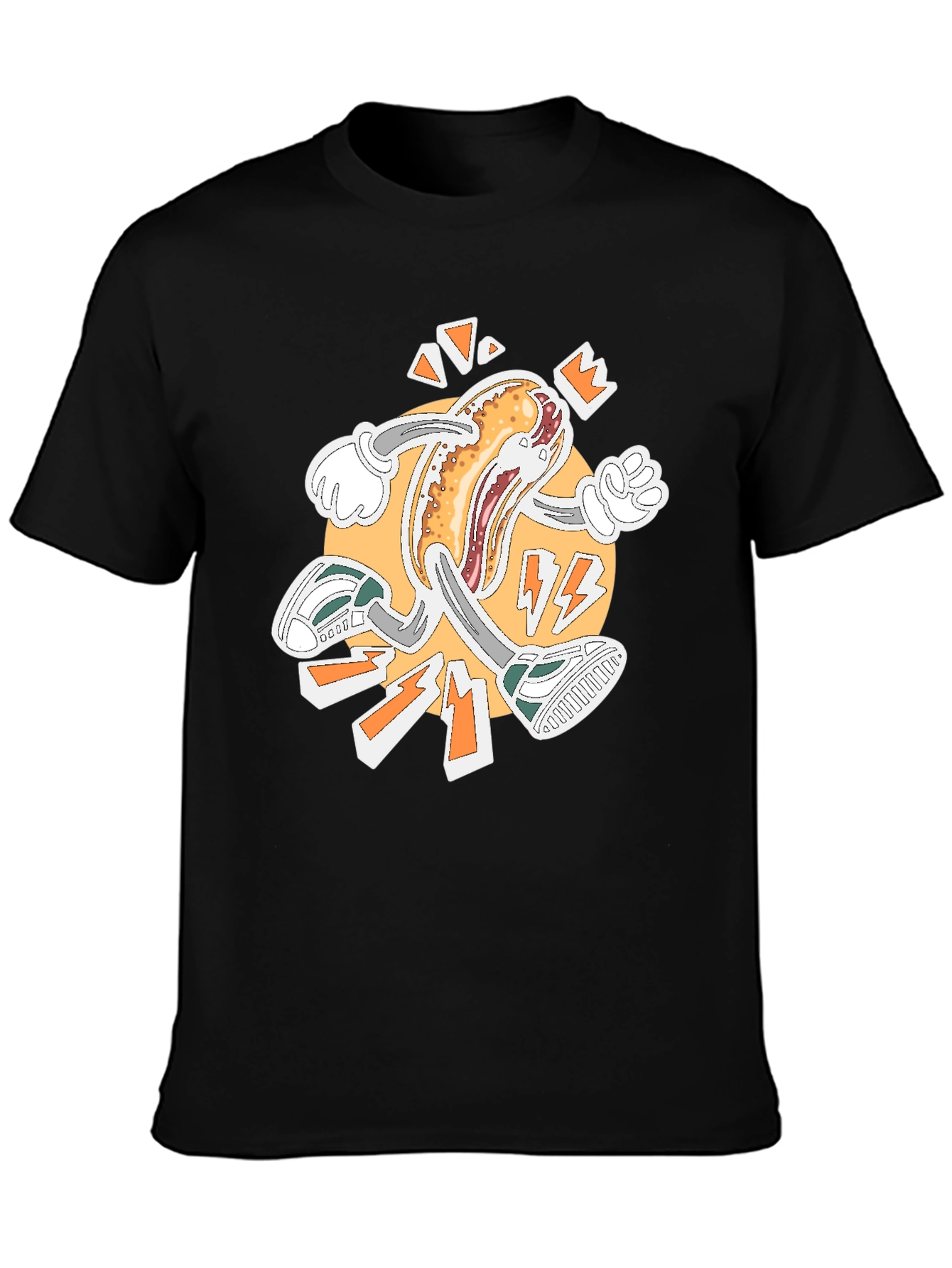 Black Running Hotdog Graphic T-Shirt view 3