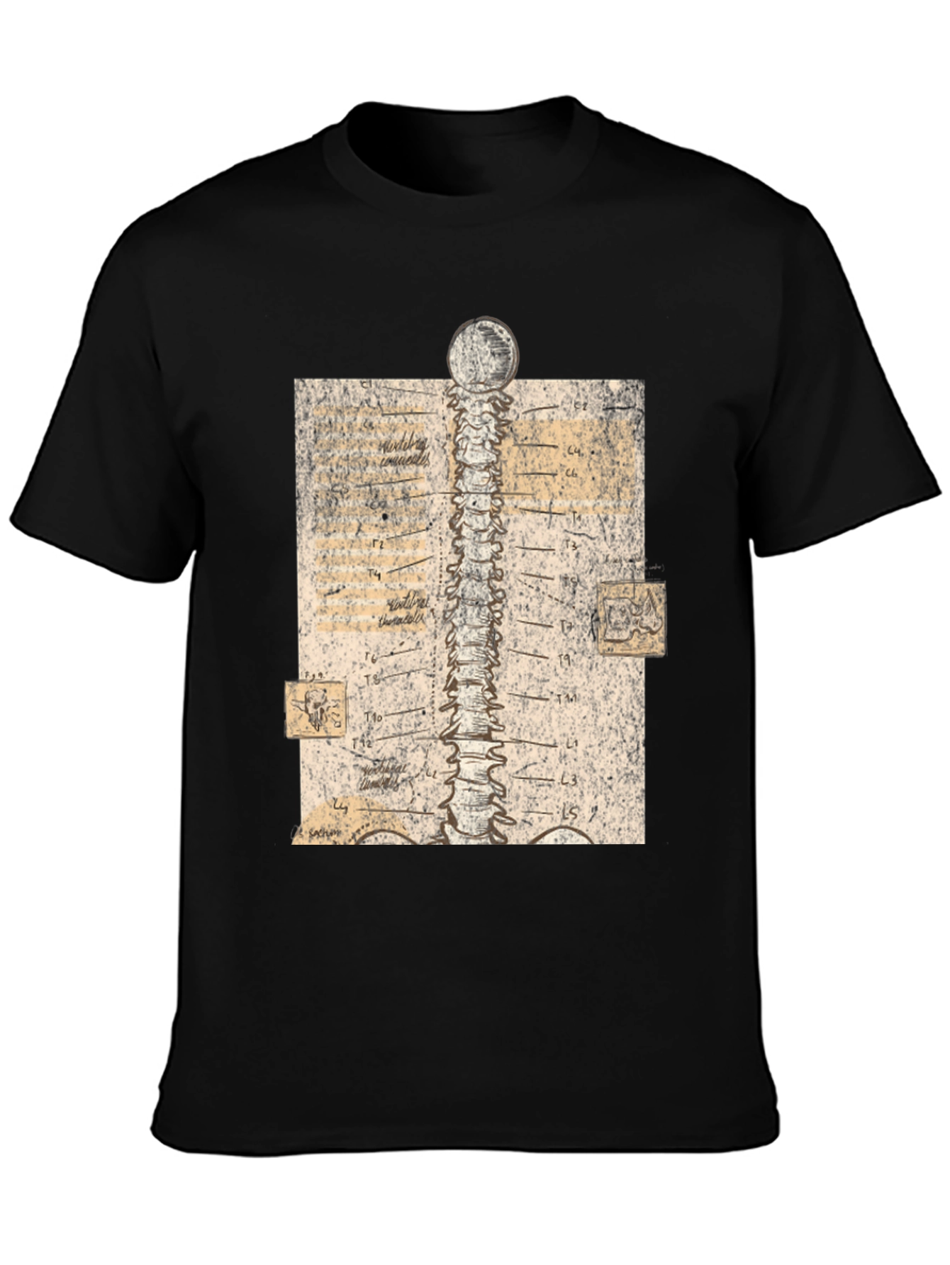 Black Anatomical Spine Graphic Tee - Black view 3