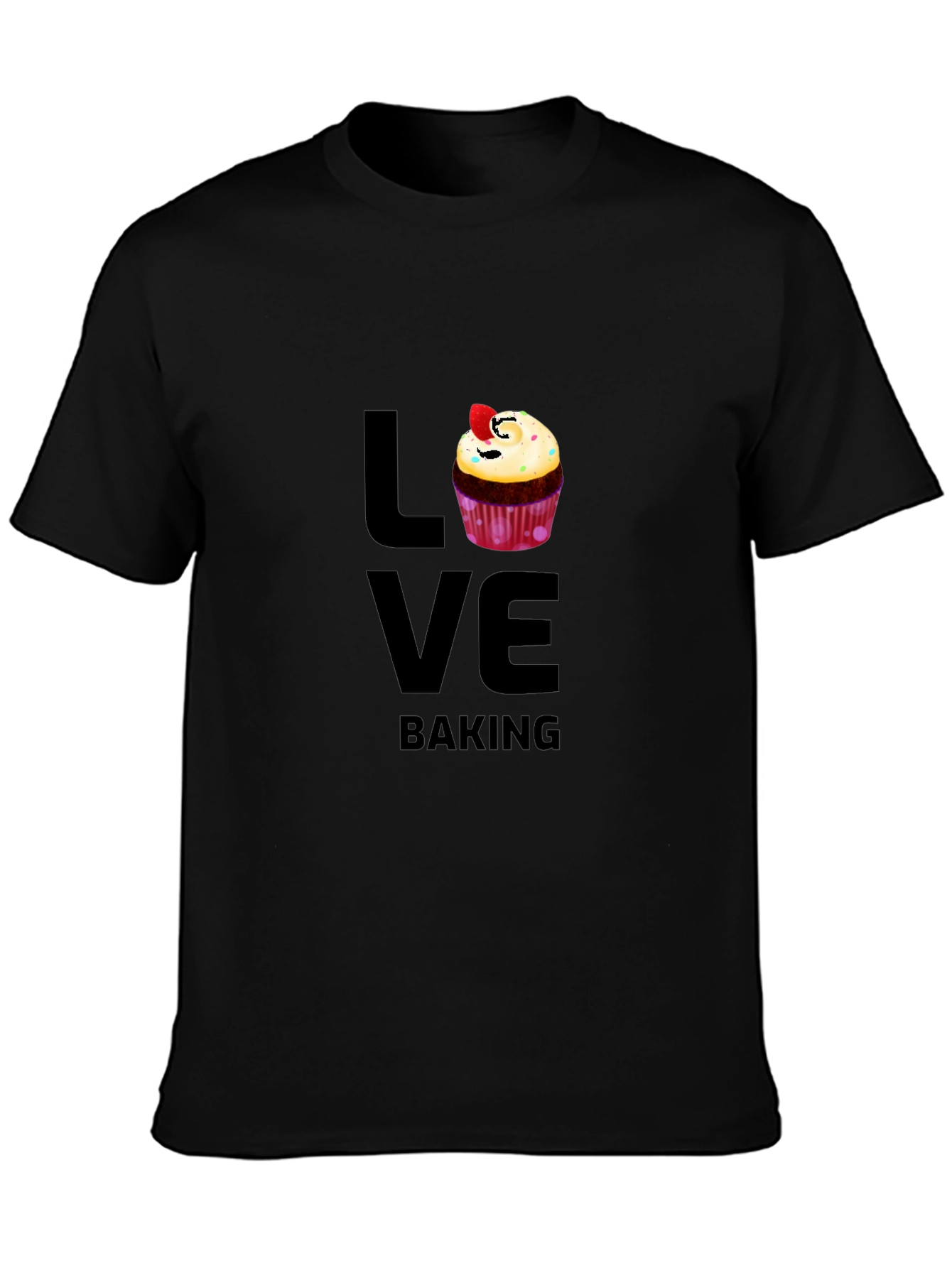 Black Love Baking Graphic T-Shirt - Cute Cupcake Design view 3