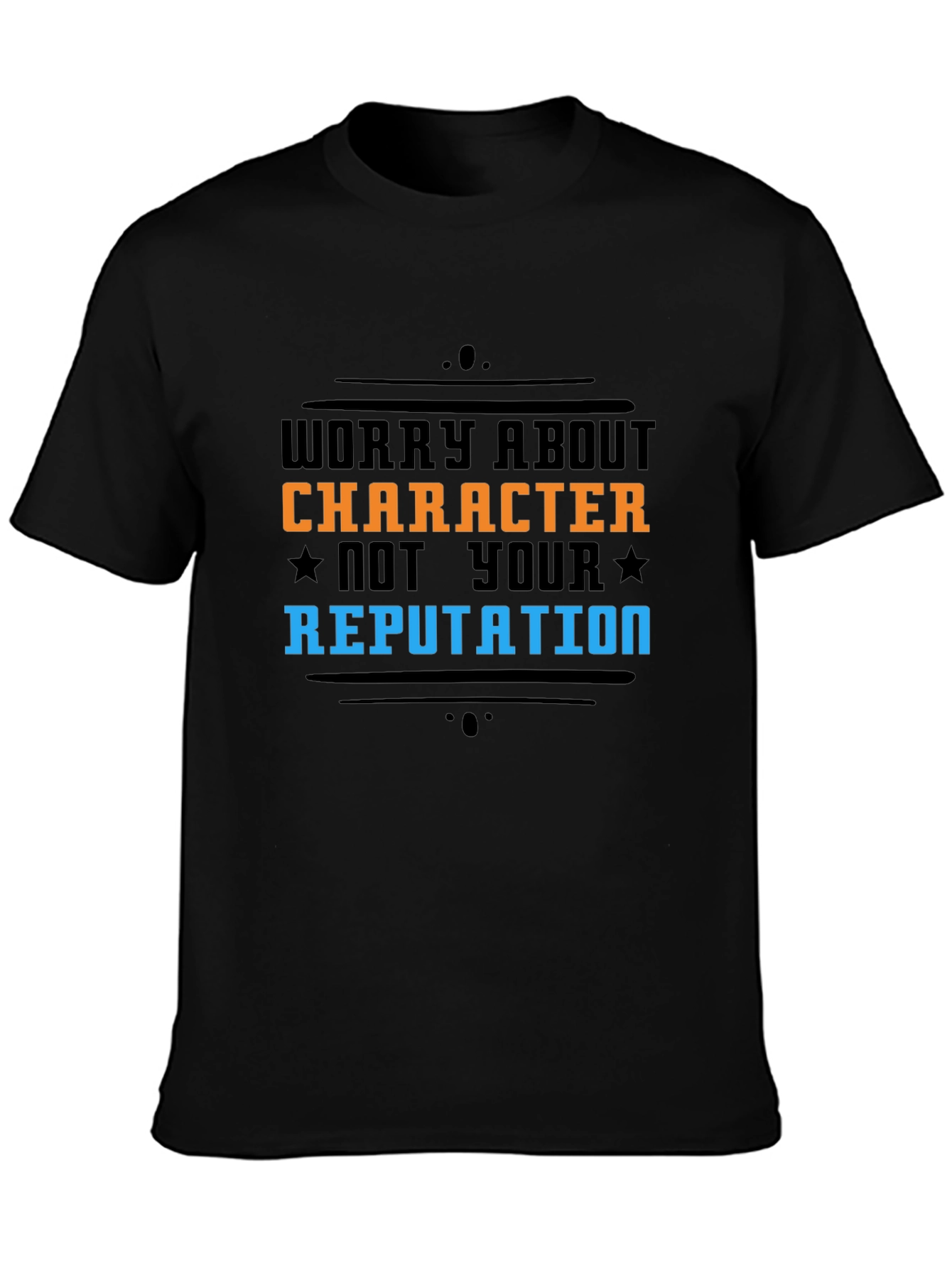 Black Worry About Character T-Shirt view 3