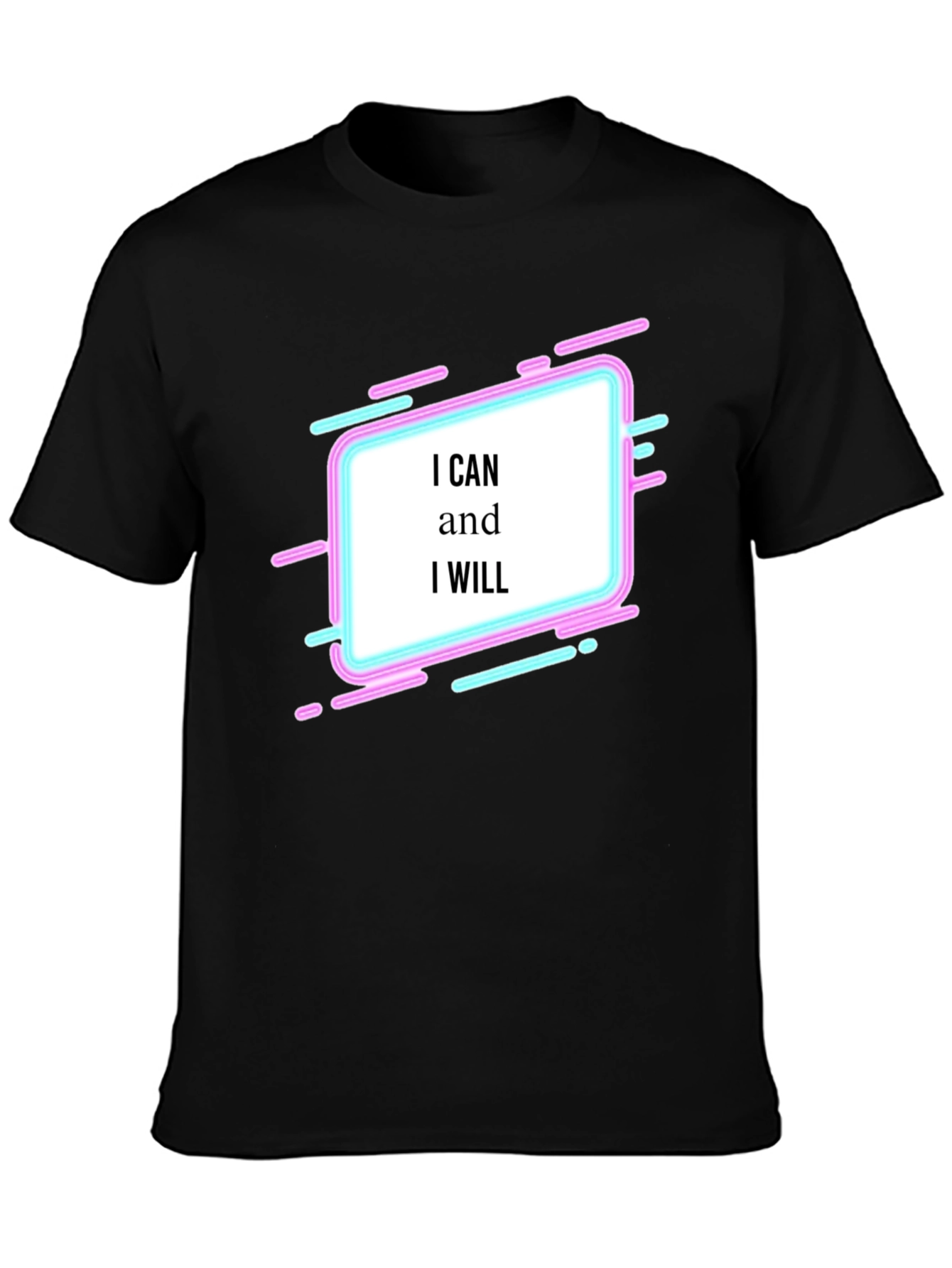 Black Motivational Graphic Tee - I Can and I Will T-Shirt view 3