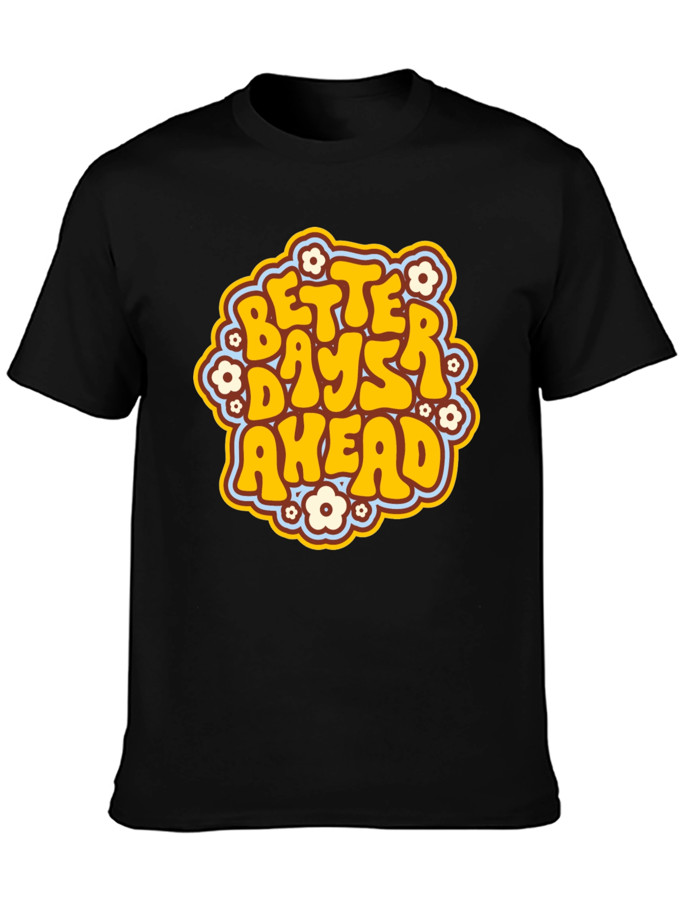 Black Better Days Ahead Retro Graphic T-Shirt view 3