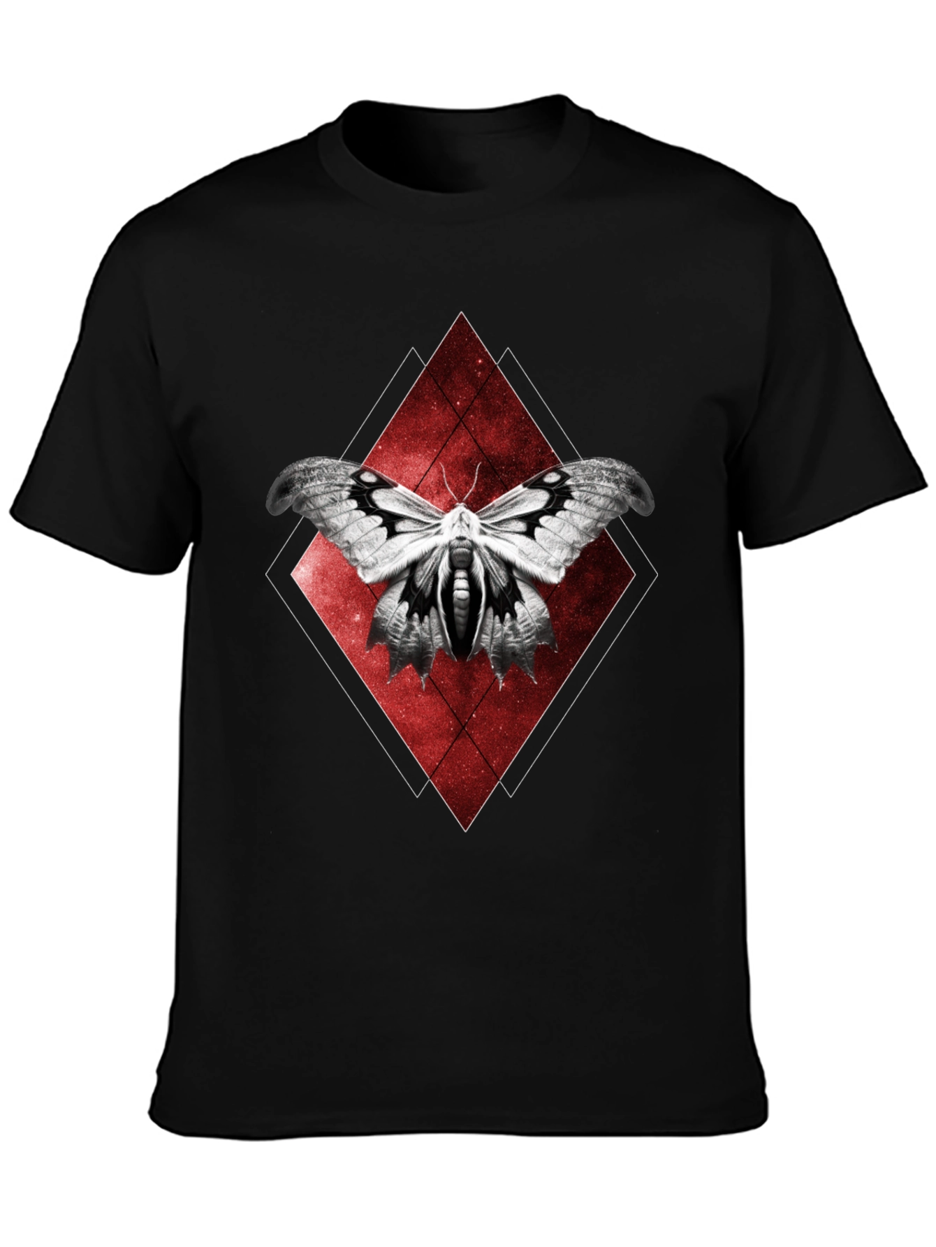 Black Moth Graphic Tee - Black Cotton Diamond Design view 3