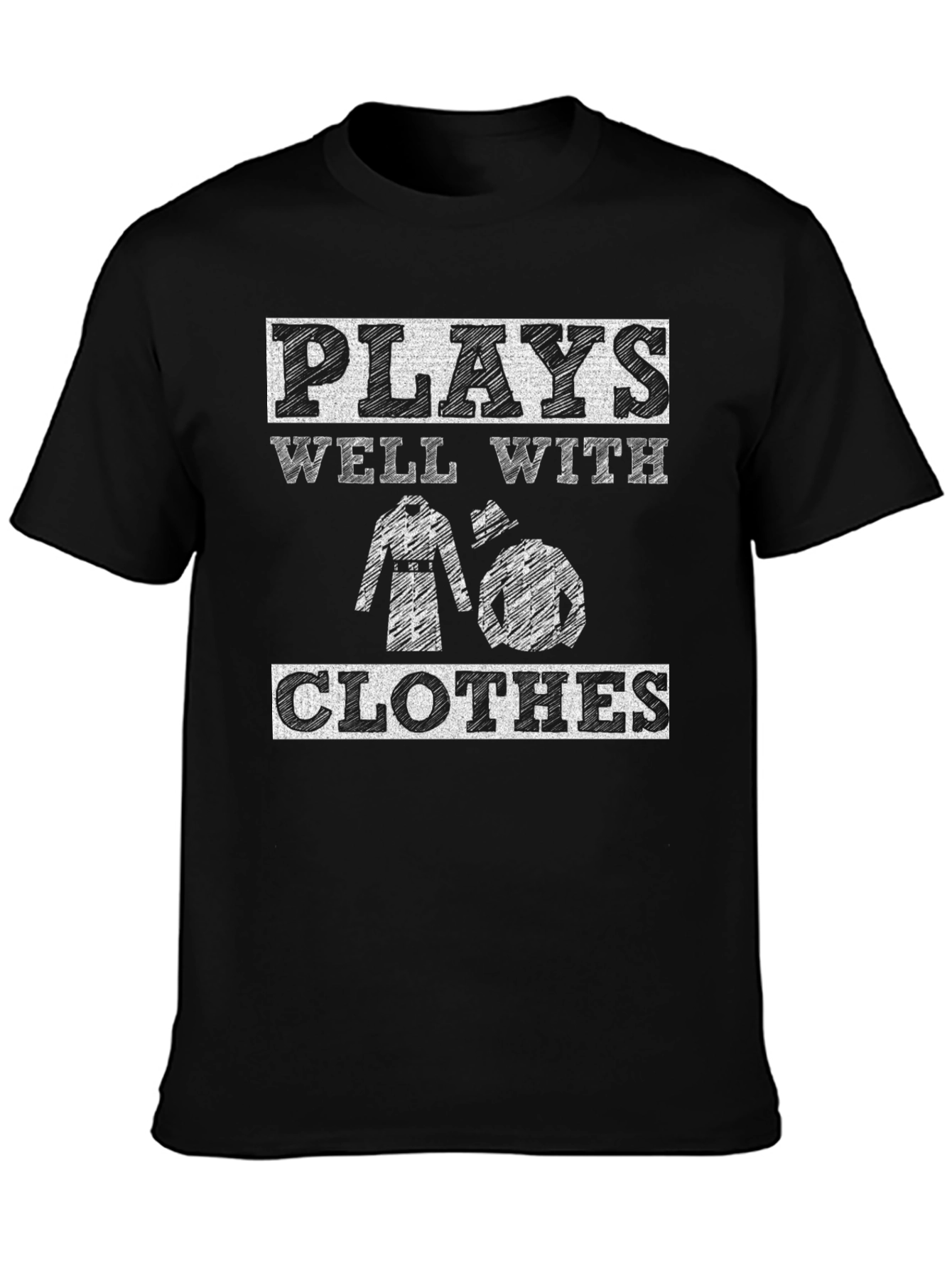 Black Plays Well With Clothes Graphic Novelty Tee view 3