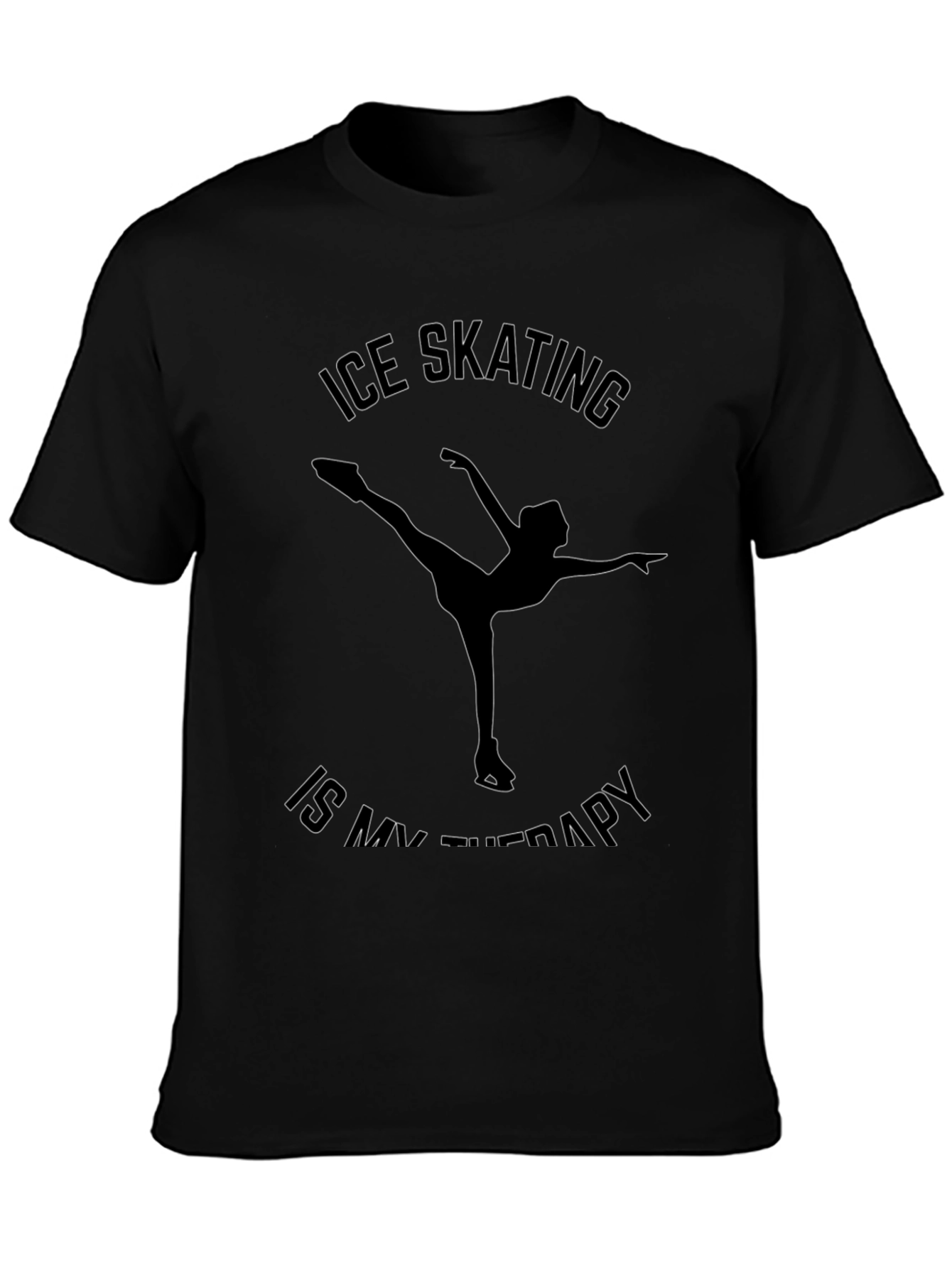 Black Ice Skating Is My Therapy T-Shirt - Unisex view 3