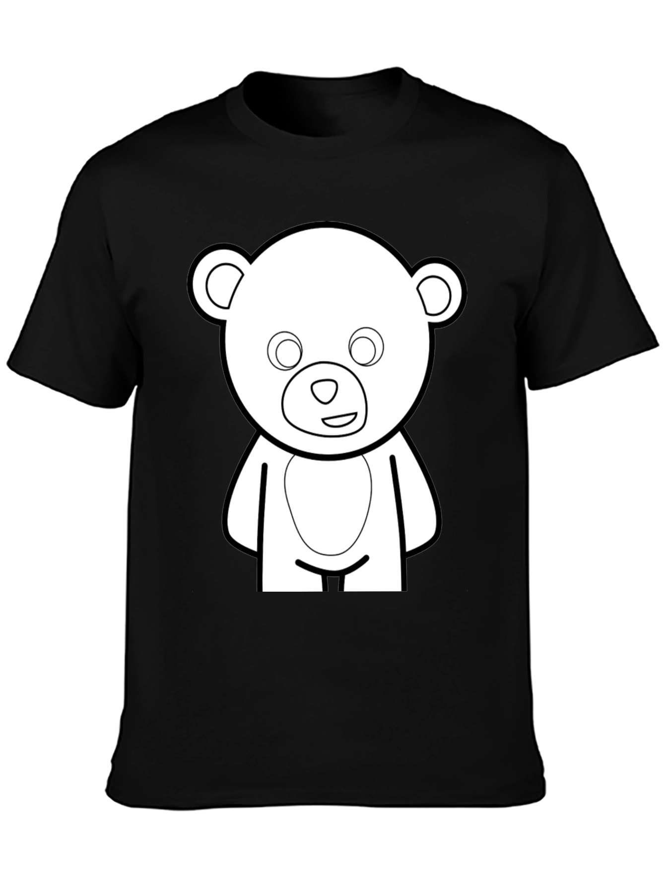 Black Cute Teddy Bear Graphic Black T-Shirt view 3