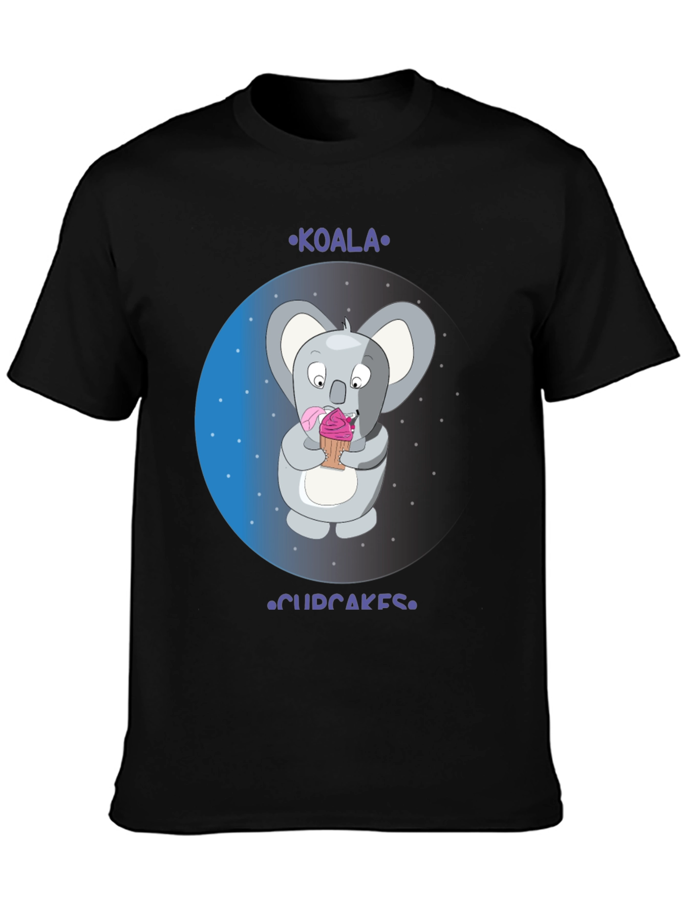 Black Koala Cupcakes Black T-Shirt view 3