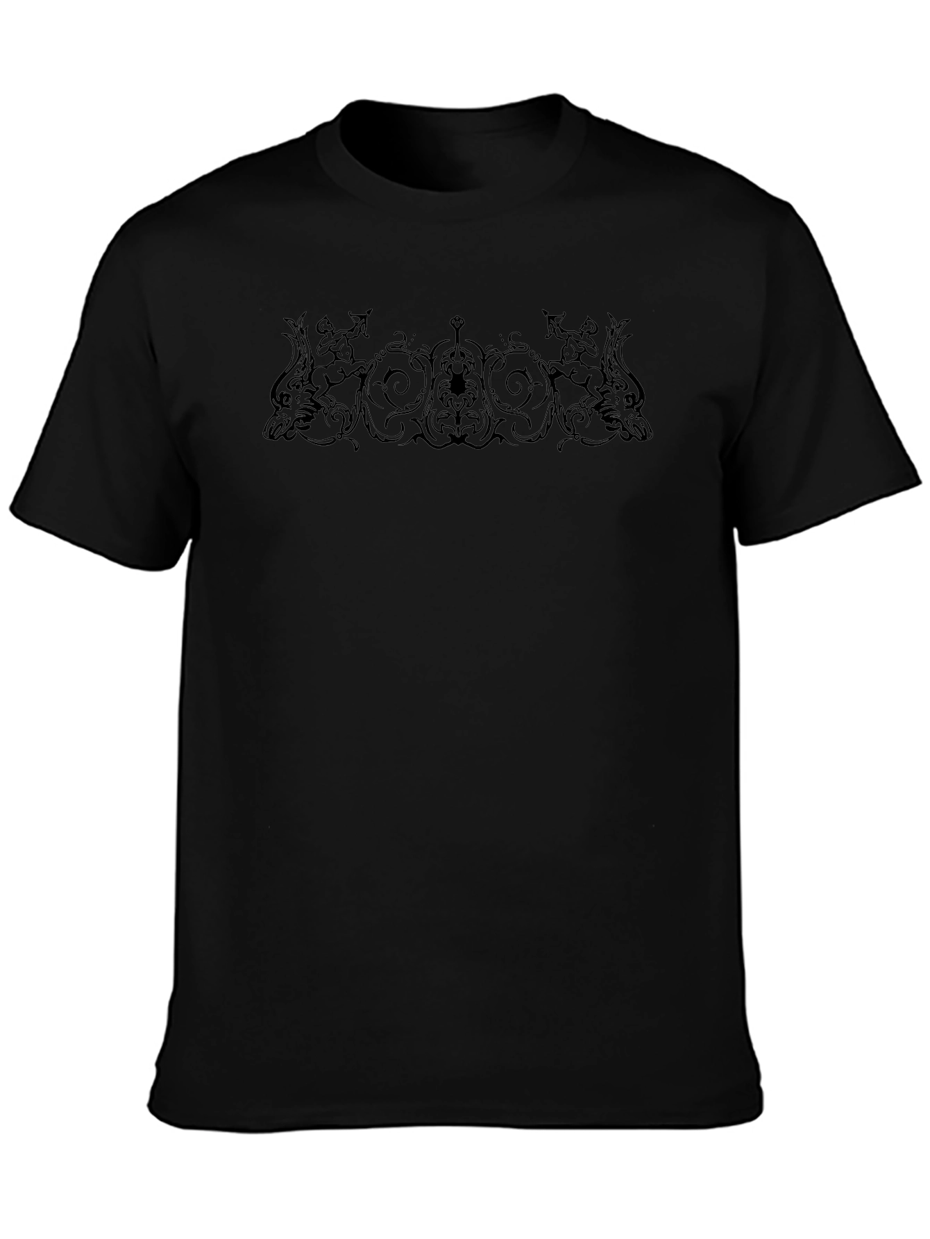 Ornate Graphic Print Black T-Shirt - 3