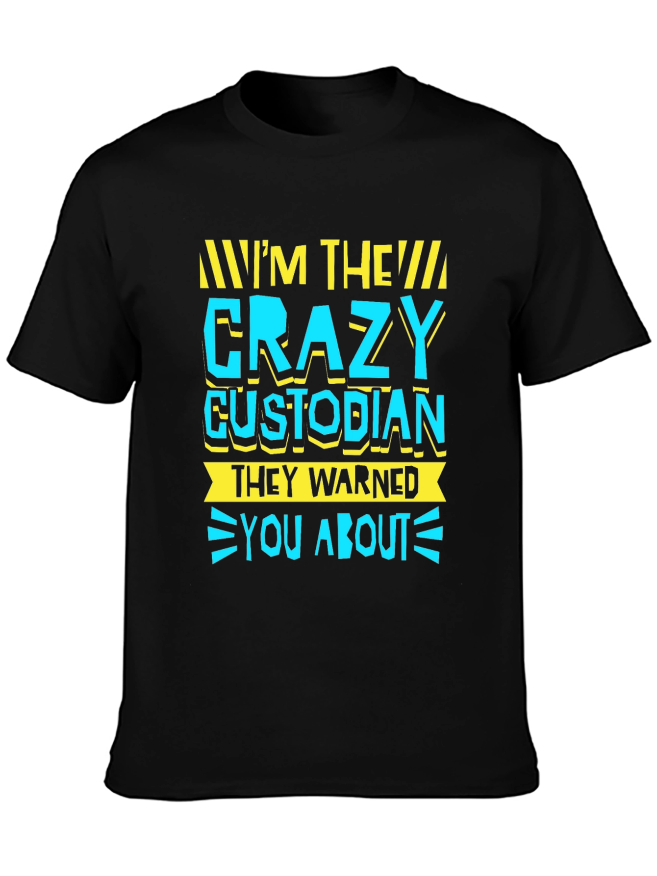 Black Crazy Custodian T-Shirt - Funny Novelty Tee view 3
