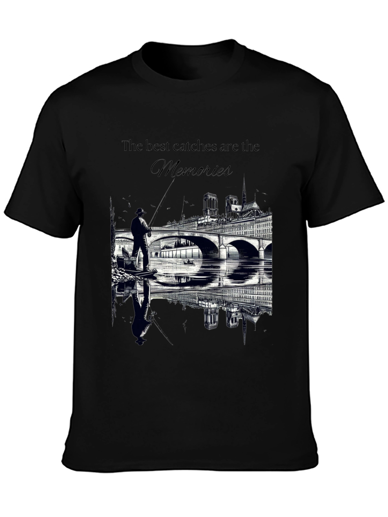 Black The Best Catches Are The Memories Graphic Tee view 3