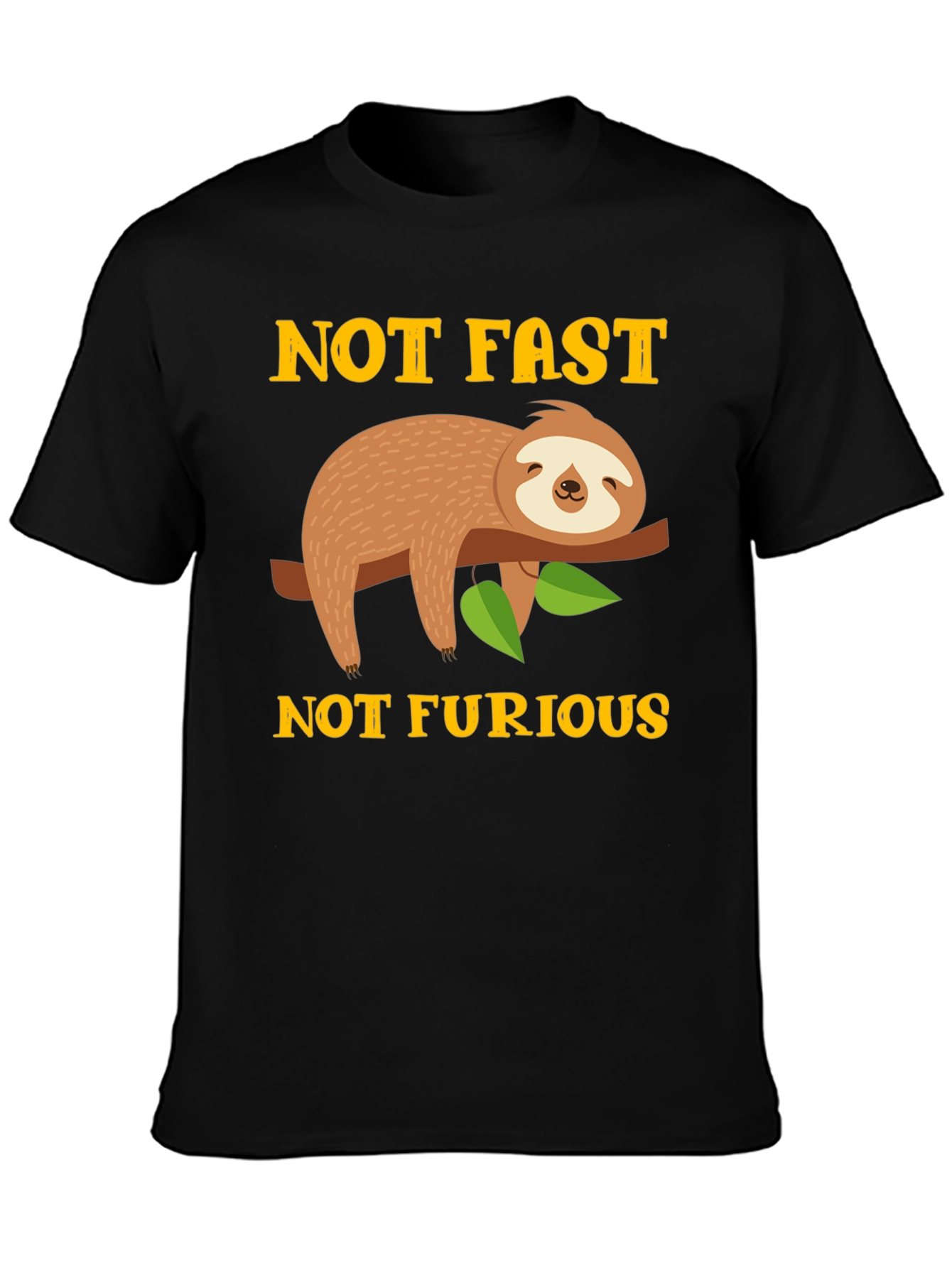 Black Not Fast Not Furious Sloth Graphic Tee view 3
